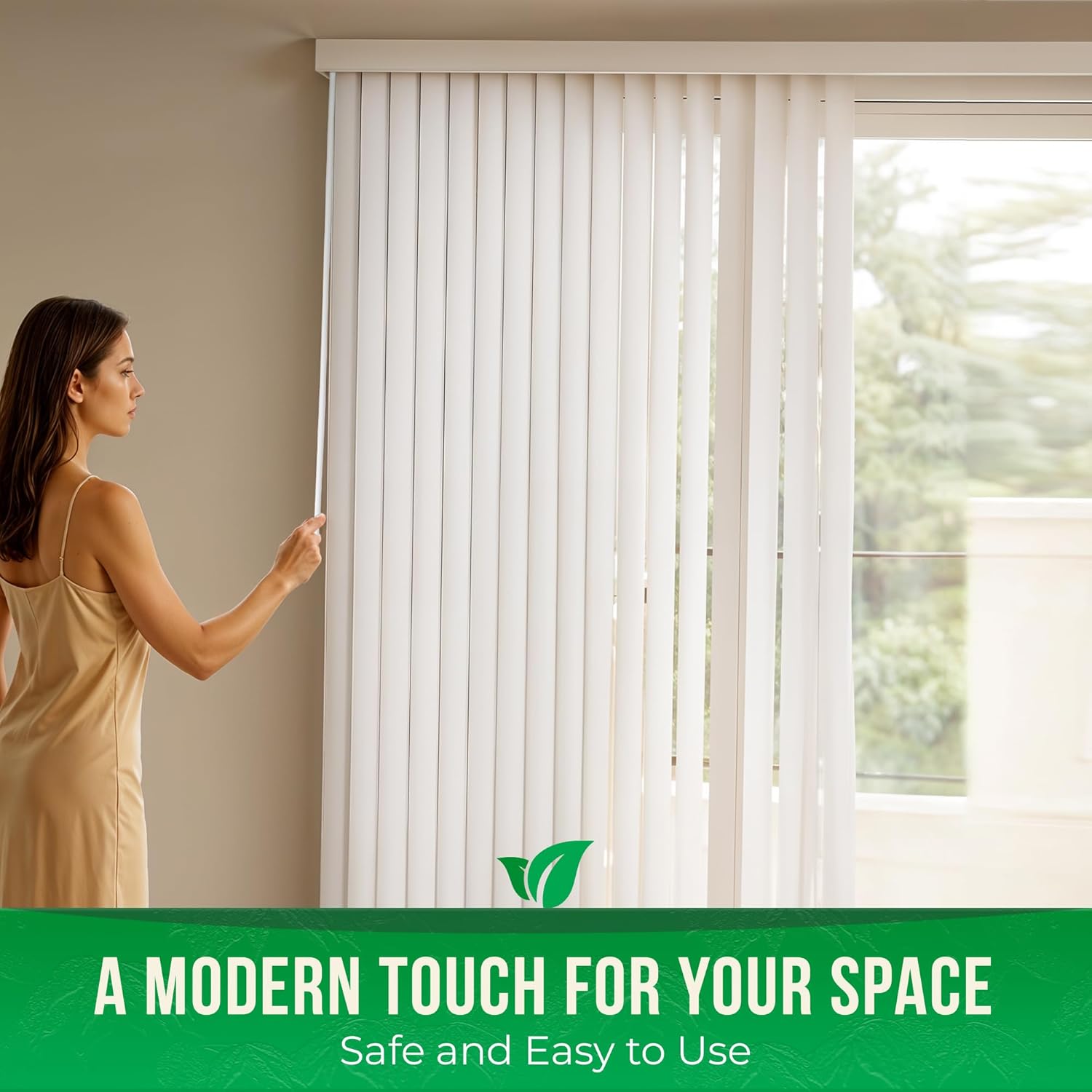 Calyx Interiors Vertical Blinds – 78" Width x 84" Height, White Light-Filtering Vinyl Blinds for Sliding Glass Doors, Patio Doors & Large Windows for Home or Office