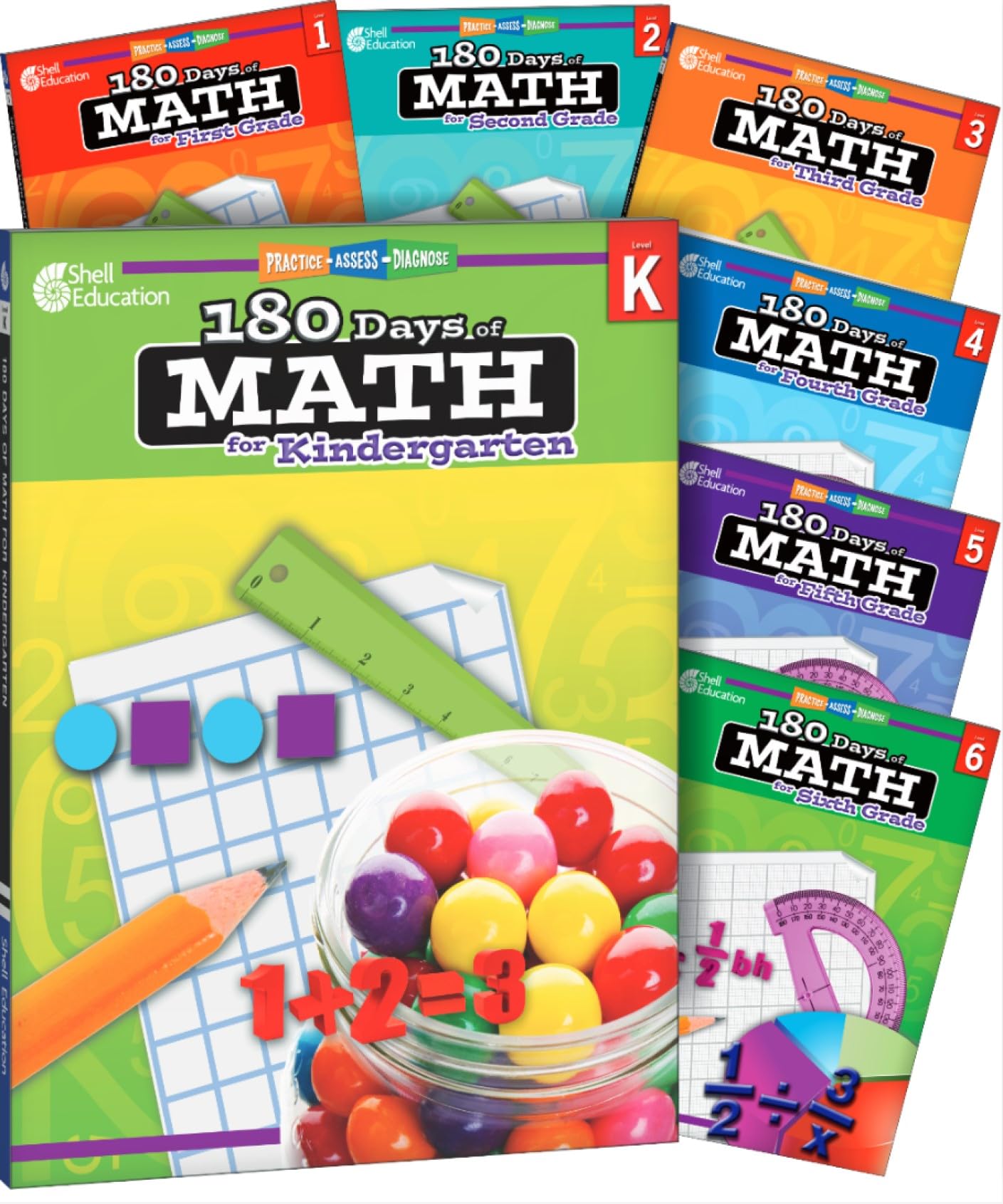180 Days(tm): Mathematics K-6 7 Book Set for Kindergarten Practice Workbook for Classroom and Home, Cool and Fun Practice Created by Teachers (180 Days of Practice)