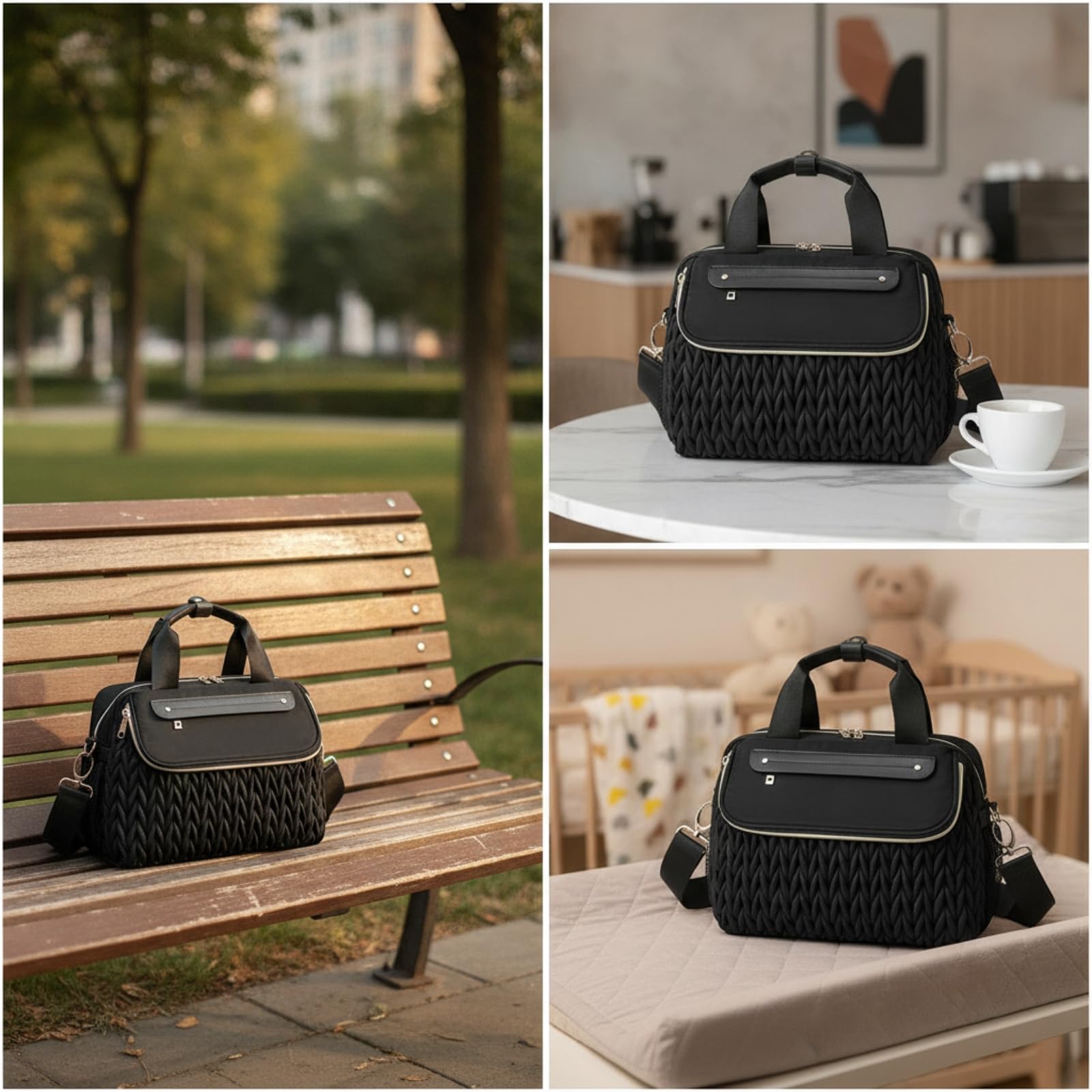 Borsa Cambio con Fasciatoio Impermeabile Borsa con Fasciatoio Trapuntata per Genitori, Array, Marrone