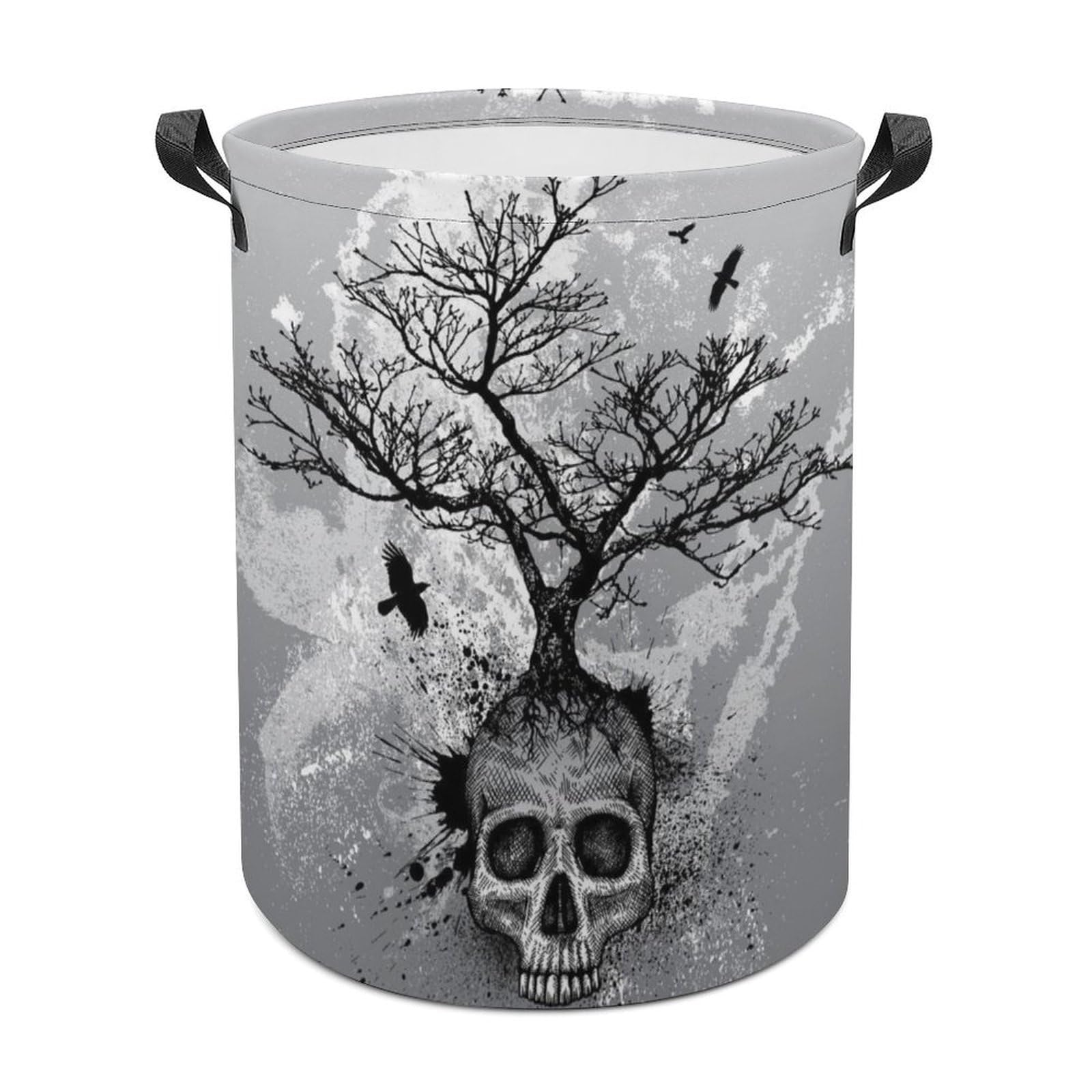 Wlntrophic Laundry Hamper, Horror Skull Tree Laundry Basket, Washing Basket with Handle