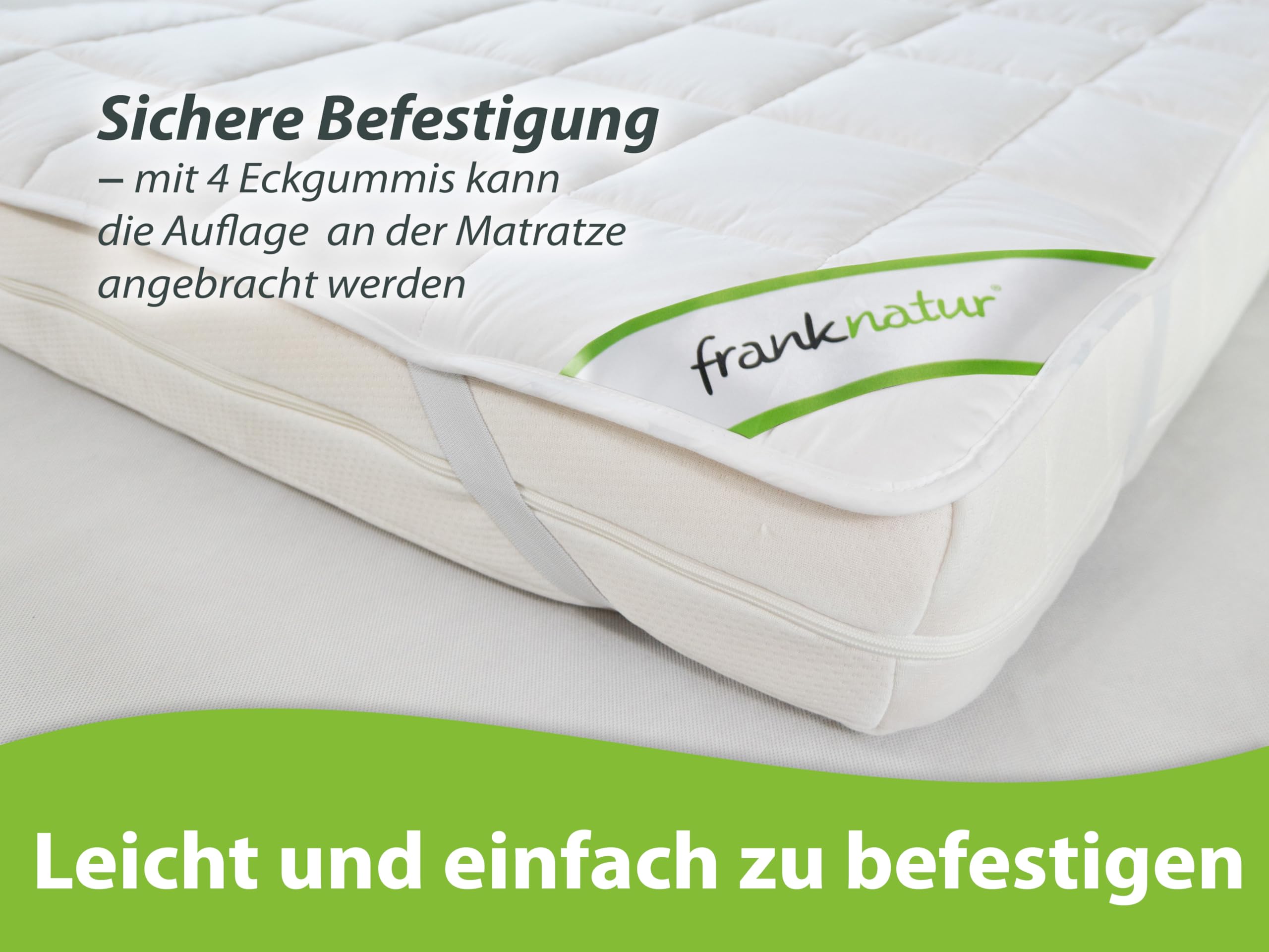 franknatur Unterbett 180x200 Baumwolle Matratzenauflage atmungsaktive Bettauflage waschbar