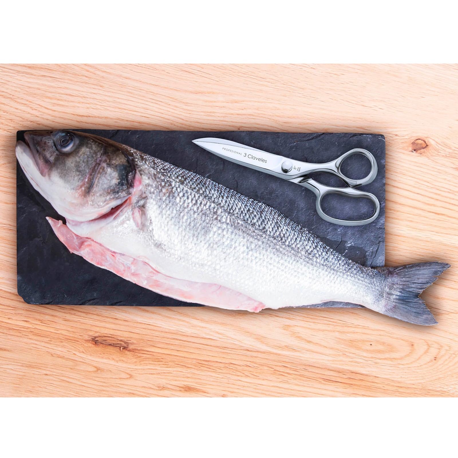 3 Claveles Tijeras de Cocina Profesional, Acero Inoxidable - (20cm - 8"), Brillo