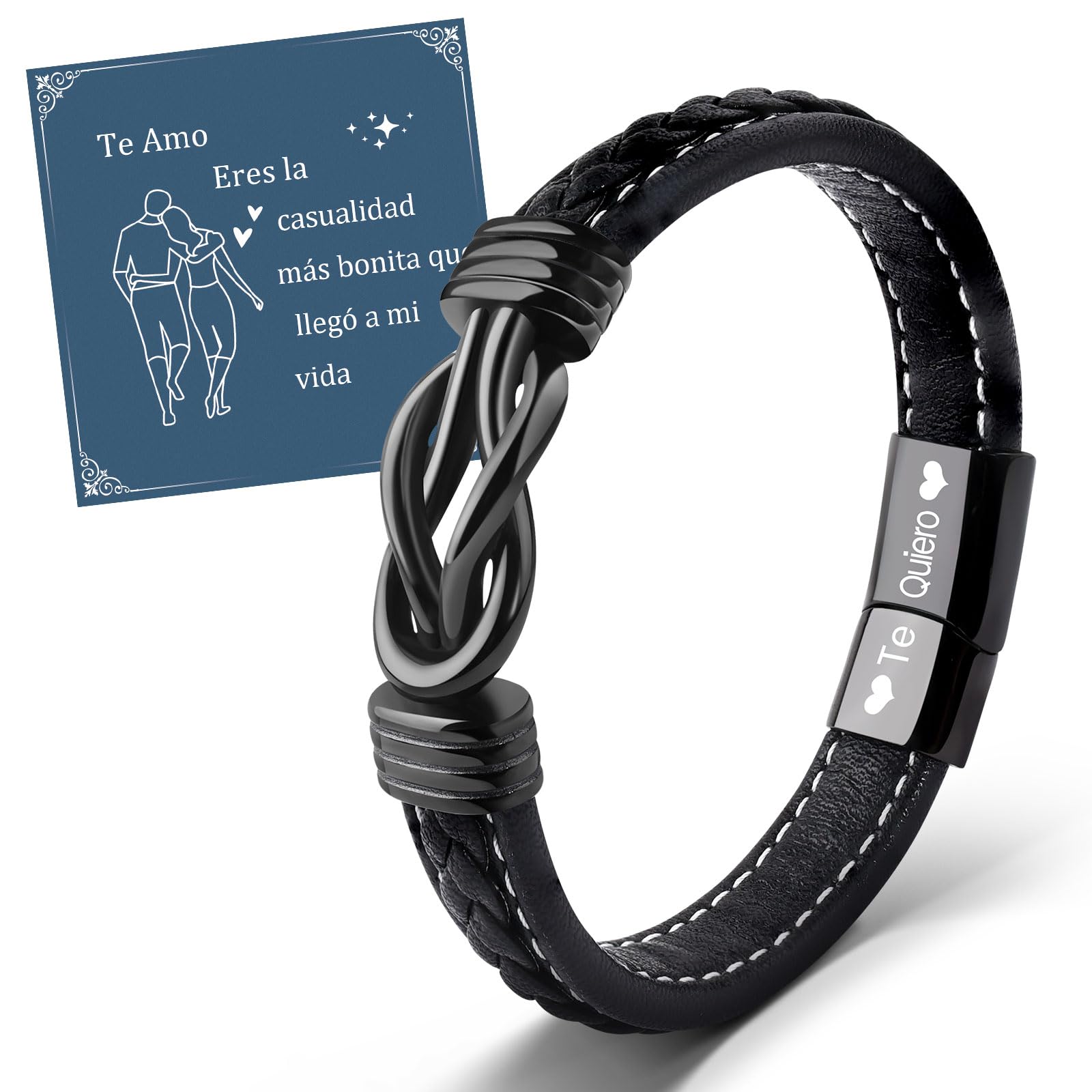 VU100Regalo para Hijo/Hombre Pulsera de Cuero para Hombre Te Amo Pulsera Regalo inspiración Regalo de Cumpleaños para Hijo Novio Esposo-Con Caja de Regalo