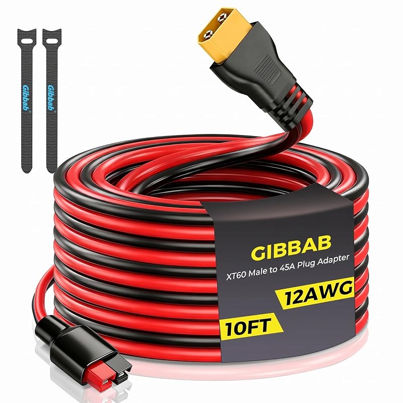 Cabo de extensão solar XT60 macho para plugue Anderson de 45 A, 12AWG, 3,05 m Gibbab