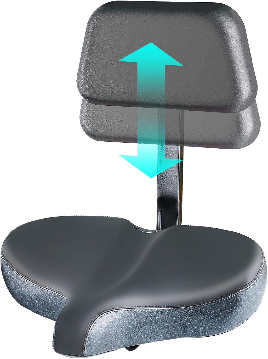 YLG Oversized Bike Seat with Backrest Comfort Wide Bicycle Saddle Replacemen for Tricycle, Electric Bike, Commuter Bike, Stationary Bike, Soft Thick Foam Padded Cushion, Adjustable, Waterproof