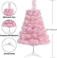 Vista 30 de CCINEE 3Ft Artificial White Tabletop Hinged Christmas Tree with Metal Stand - 130 Branch Tips Mini Christmas Tree for Xmas Party Supplies Home