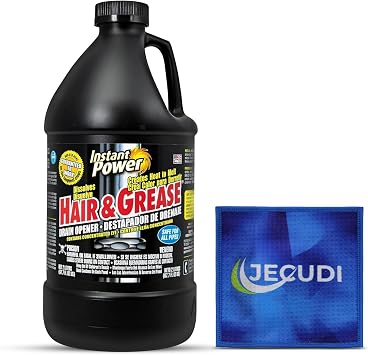 Hair & Grease Cleaner for Drains Fast-Acting Liquid Clog Remover for Kitchen and Bathroom Plumbing, Safe for Pipes and Septic Systems, Includes Microfiber Cleaning Towel