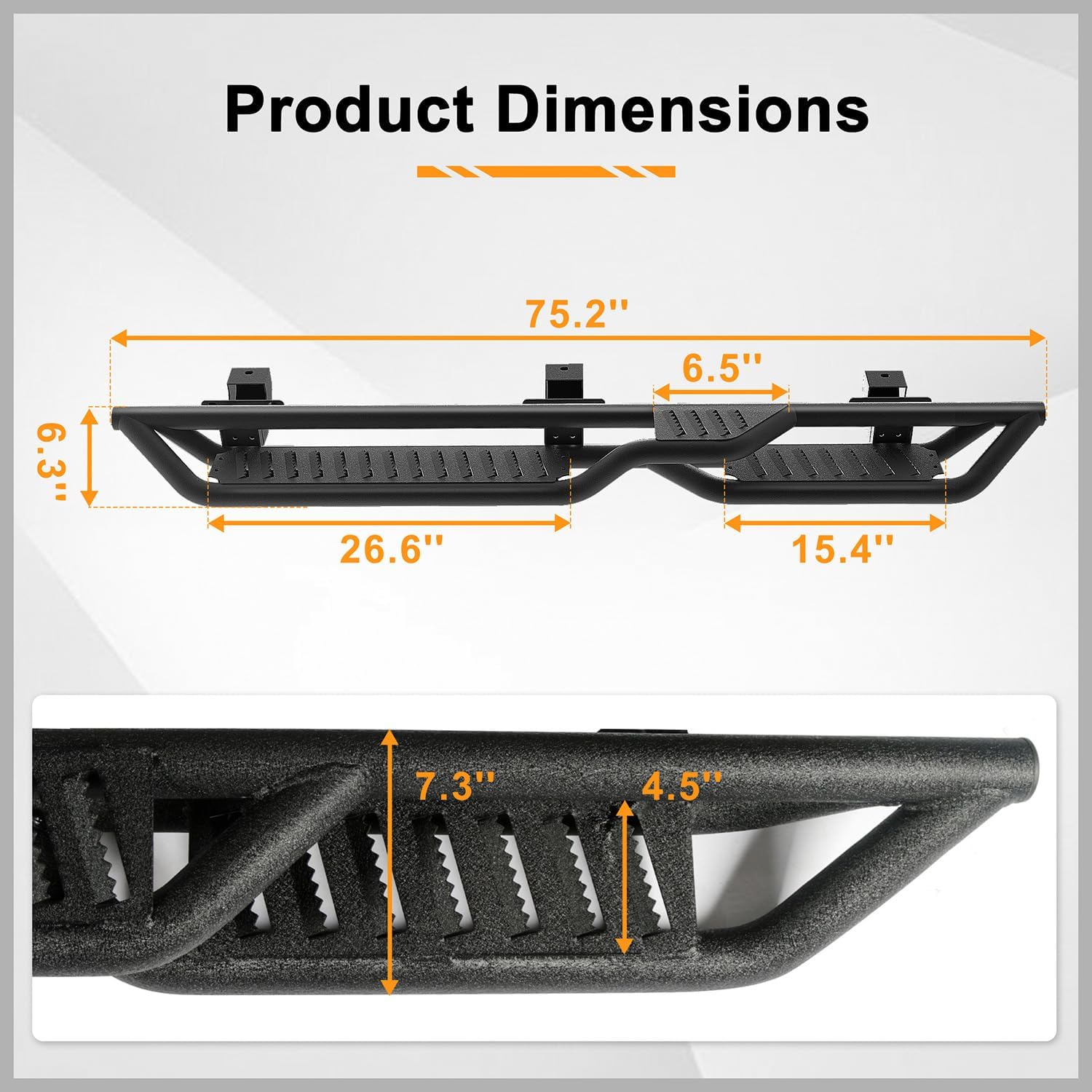 Running Boards Fit for Jeep Wrangler JL 4 Doors 2018-2025, Two-Stairs 5 Inches Width Off-Road Side Steps Heavy-Duty Steel Rock Sliders Step Bars Slip-Proof Textured Black