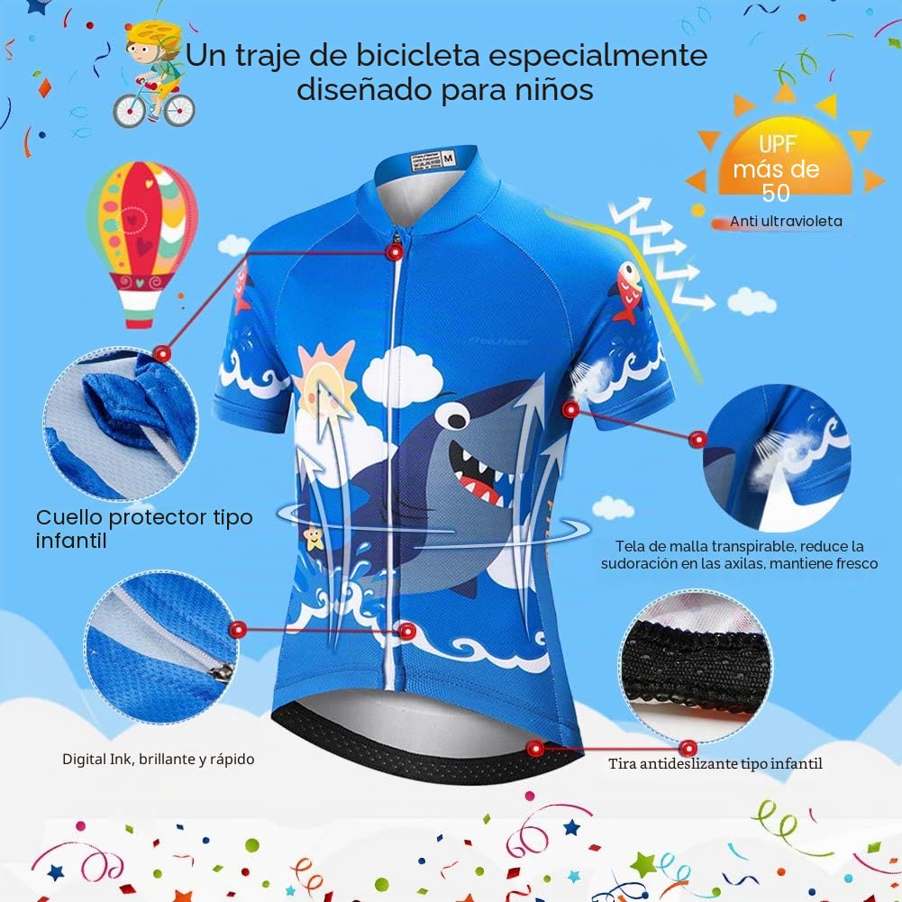 Niños Traje de Ciclismo Mailot Transpirable para Deportes al Aire Libre Ropa Ajustada Cuerpo Conjunto