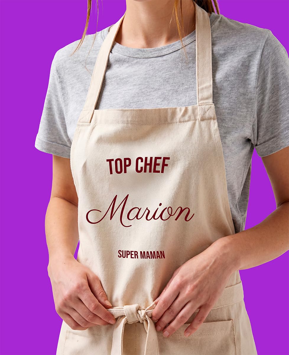 CADEAUX.COM - Tablier Cuisine à Personnaliser avec Message Tablier Cuisine Homme ou Femme Taille Unique 100% Polyester - Tablier Barbecue - Cadeau Anniversaire Homme - Cadeau Anniversaire Femme