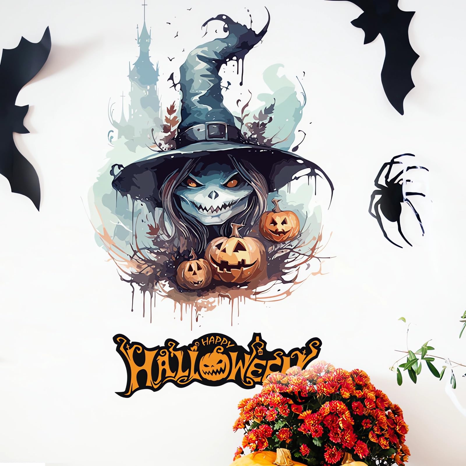 Autocollants muraux Halloween repositionnables sans traces pour tout support