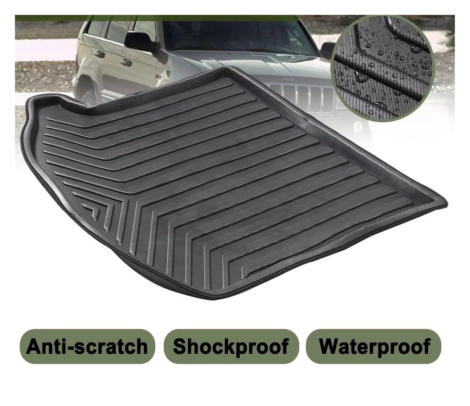 Auto Wasserdicht Protector Pad Für Jeep Für Grand Für Cherokee Für WK2 2012 2013 2014 2015 2016 2017 2018 Kofferraumbodenmatte Schmutzfänger Kofferraumwanne Trittschutz