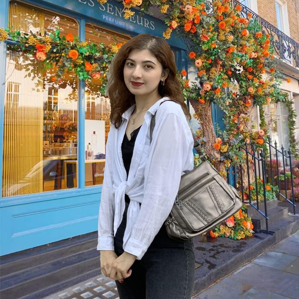 ELDA Crossbody Bags For Women Pocketbooks Soft PU Leather Purses and Handbags Multi Pocket Shoulder Bag - Image 2