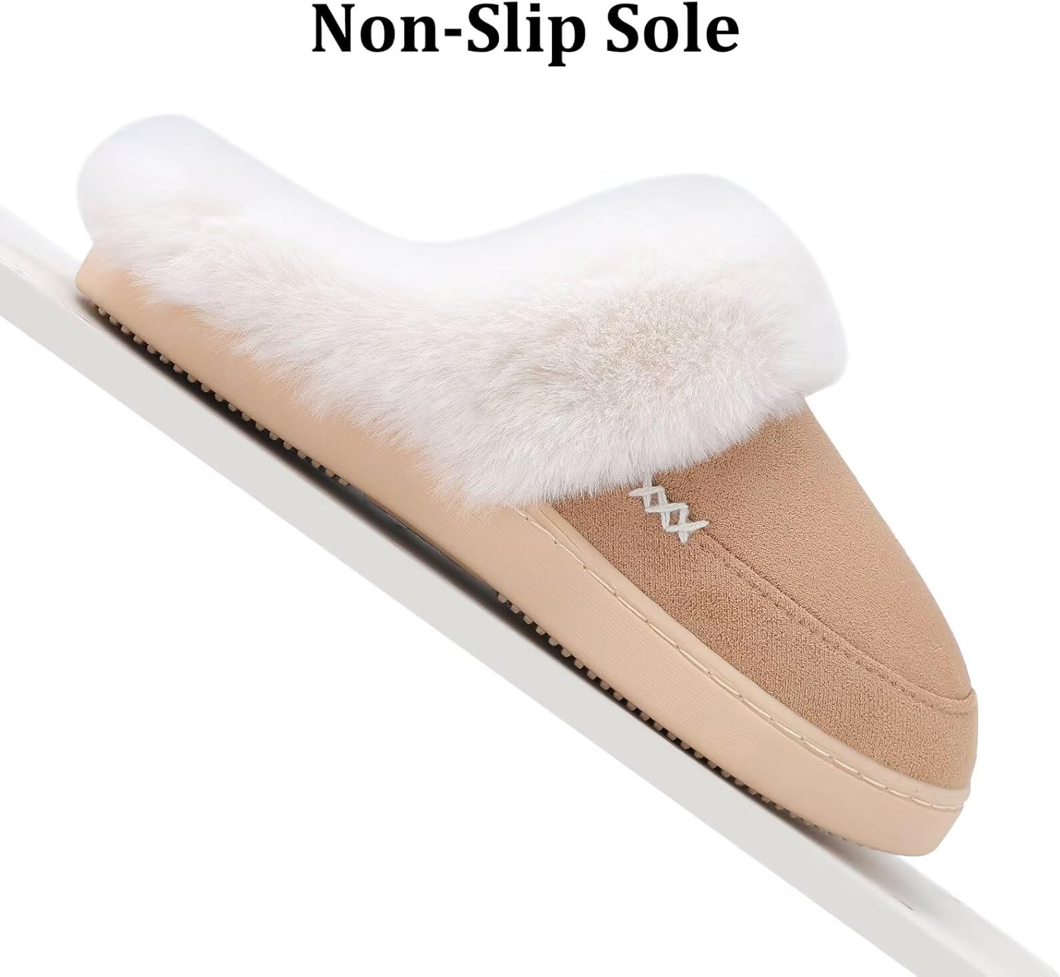 NineCiFun Women's and Men's Memory Foam House Slippers, Faux Fur Lined Indoor Fuzzy Slippers with No-slip Sole, Slip on Suede Home Shoes, Warm Winter Gift for Women & Men - Image 6