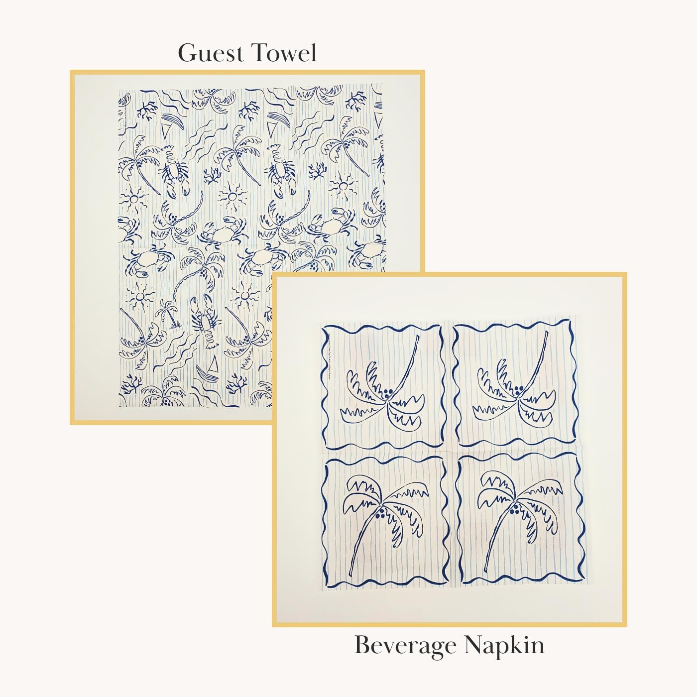 Punch Studio 72-Pack 3-Ply Paper Napkins Disposable Soft and Absorbent – 40 Beverage Napkins + 32 Guest Towels for BBQs, Dinner Parties & Entertaining, Blue Stripe Coastal Design