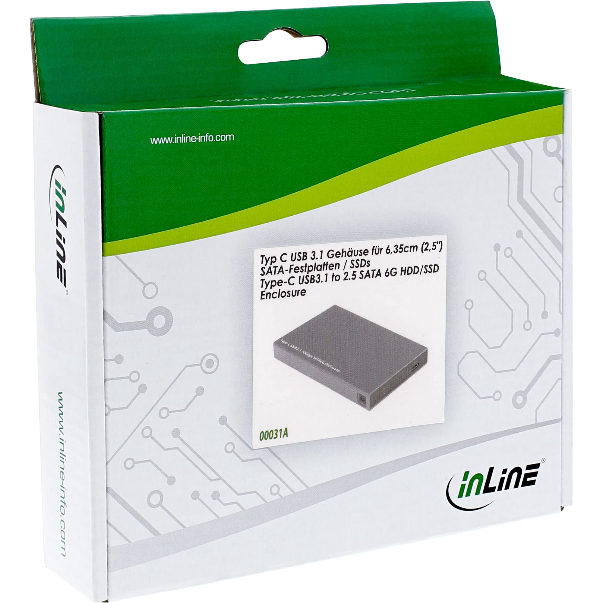 InLine 00031A USB 3.1 obudowa do dysku twardego 6,35 cm (2,5") 6G SATA/SSD, gniazdo USB typu C