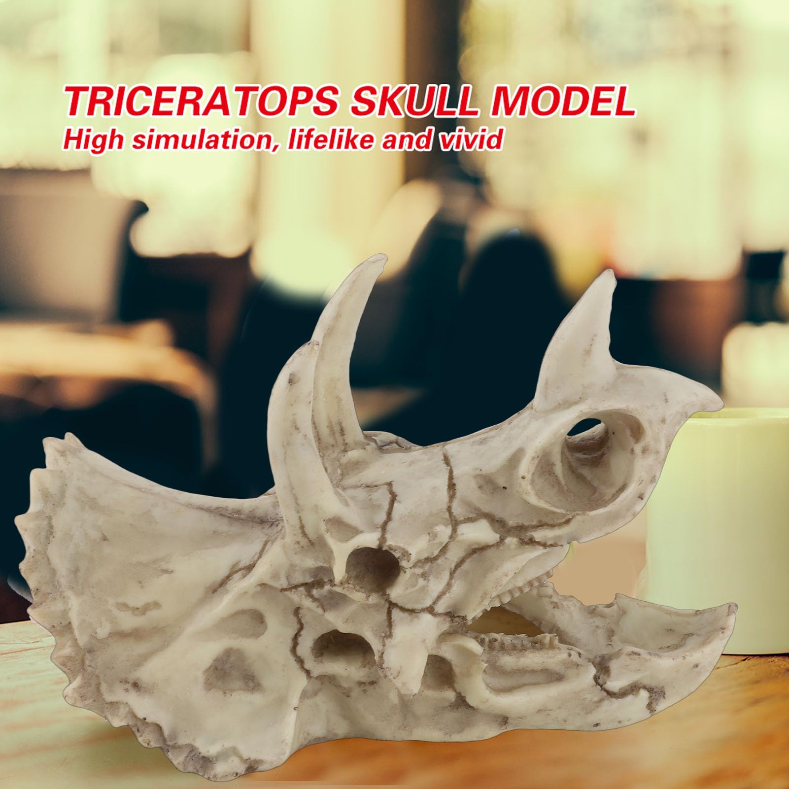 Fdit - Figura Decorativa de Resina de Dinosaurio, diseño de Calavera de imitación con Esqueleto simulado