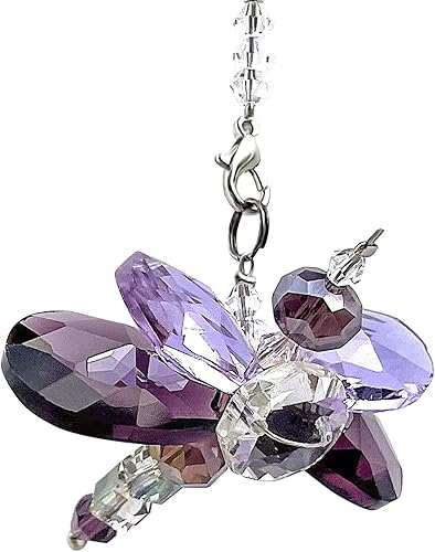 Regalo de libélula de cristal, figuras de cristal, dije de automóvil, fabricante de arco iris, amuleto de libélula - Atrapasoles de prisma para