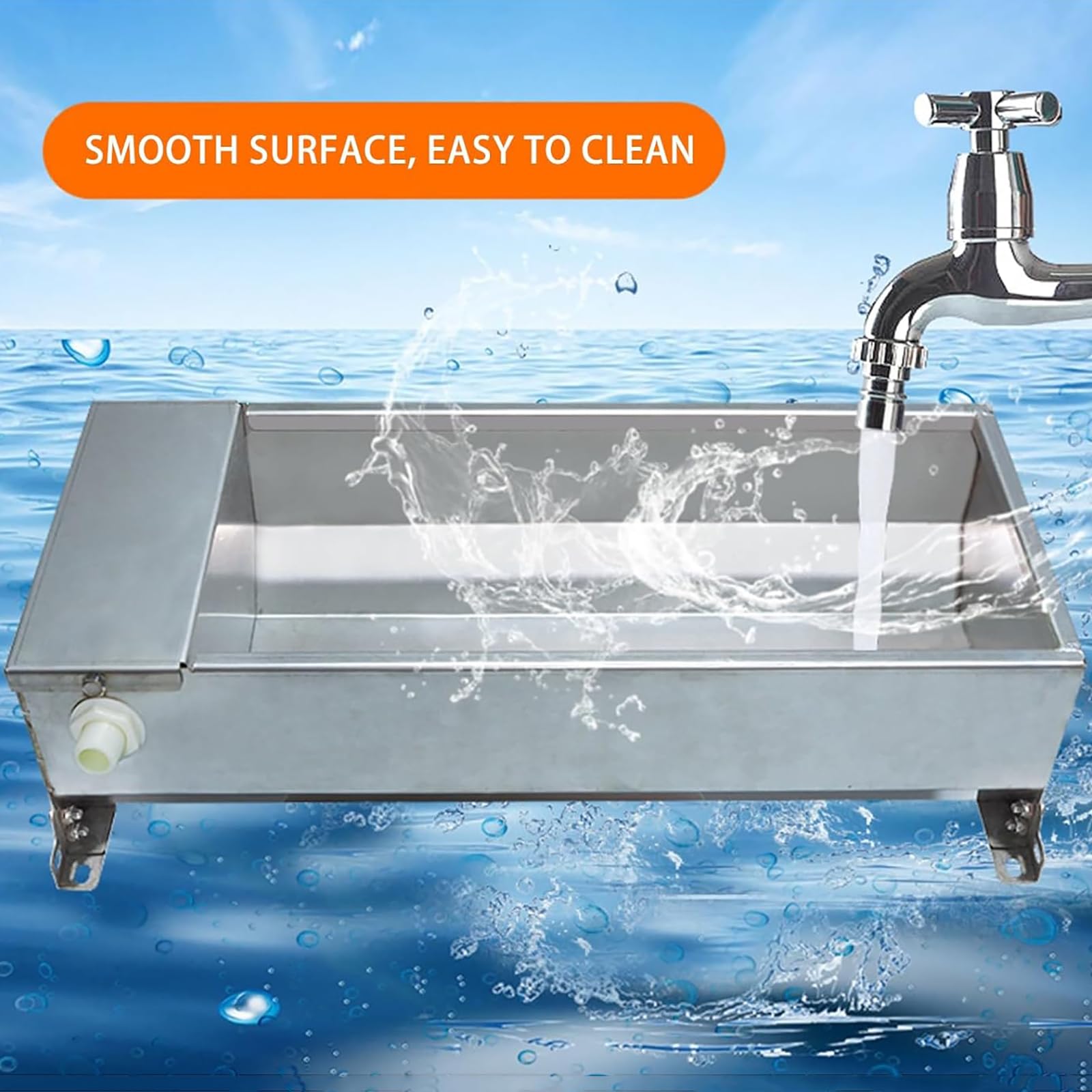 Wassertrog aus Edelstahl, 7,5 l Fassungsvermögen, automatische Wassersteuerung mit Schwimmerventil, glatte Oberfläche für einfache Reinigung, ideal für Pferde, Ziegen, Schweine, Kühe und Hirsche
