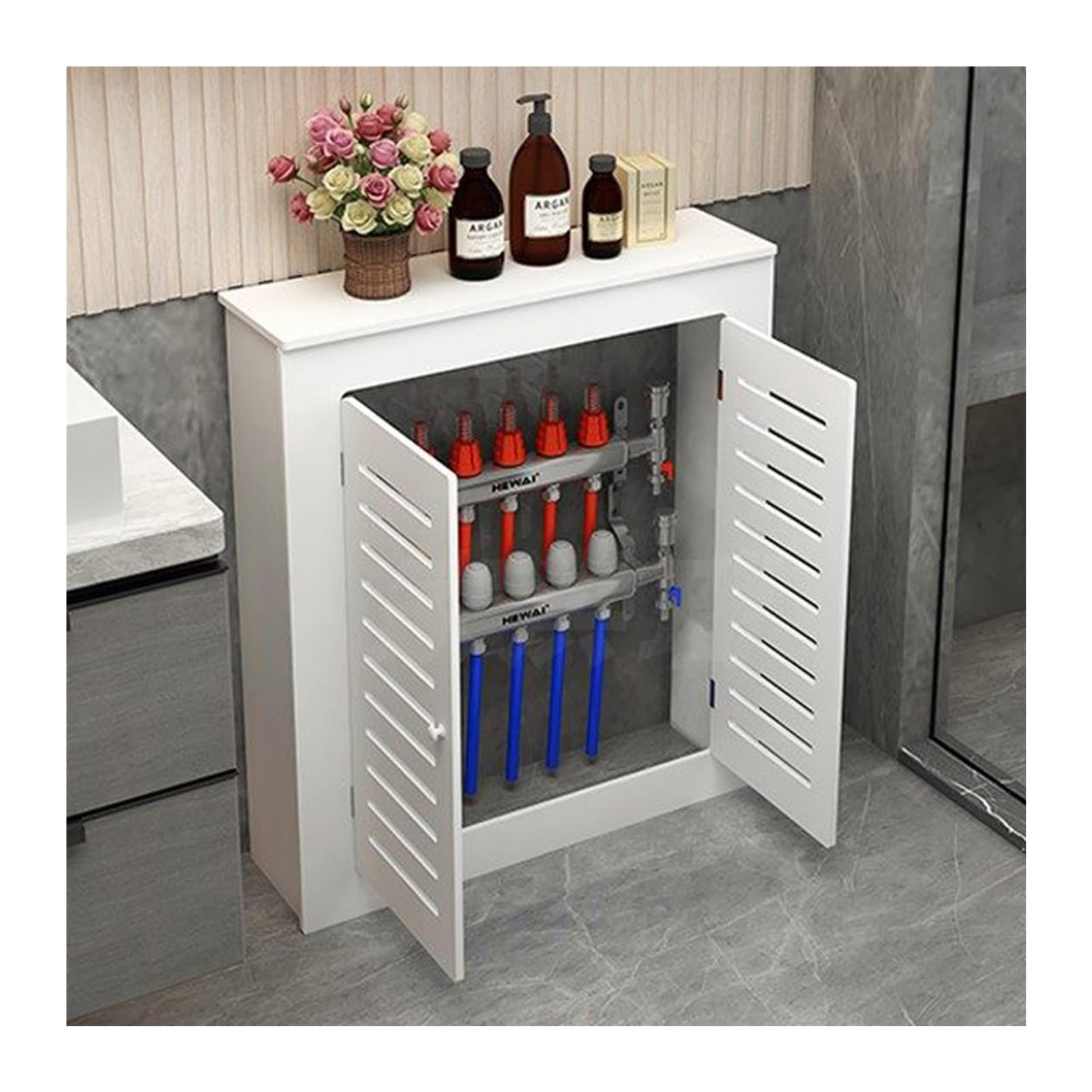 Cubierta de radiador para salón y dormitorio que transforma la calefacción en estante decorativo