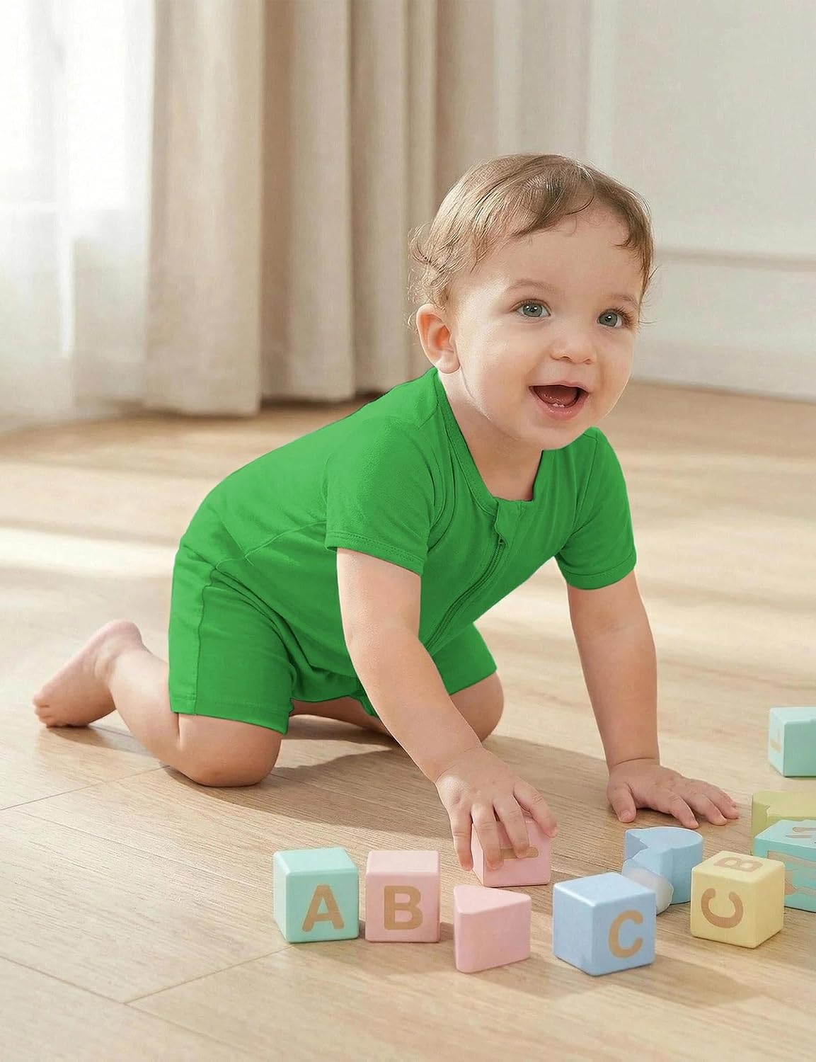 Jimonda Baby Boy Girl 2 Pack Pajamas Cotton Short Sleeve Footless Romper 2 Way Zipper One Piece Outfit Clothes