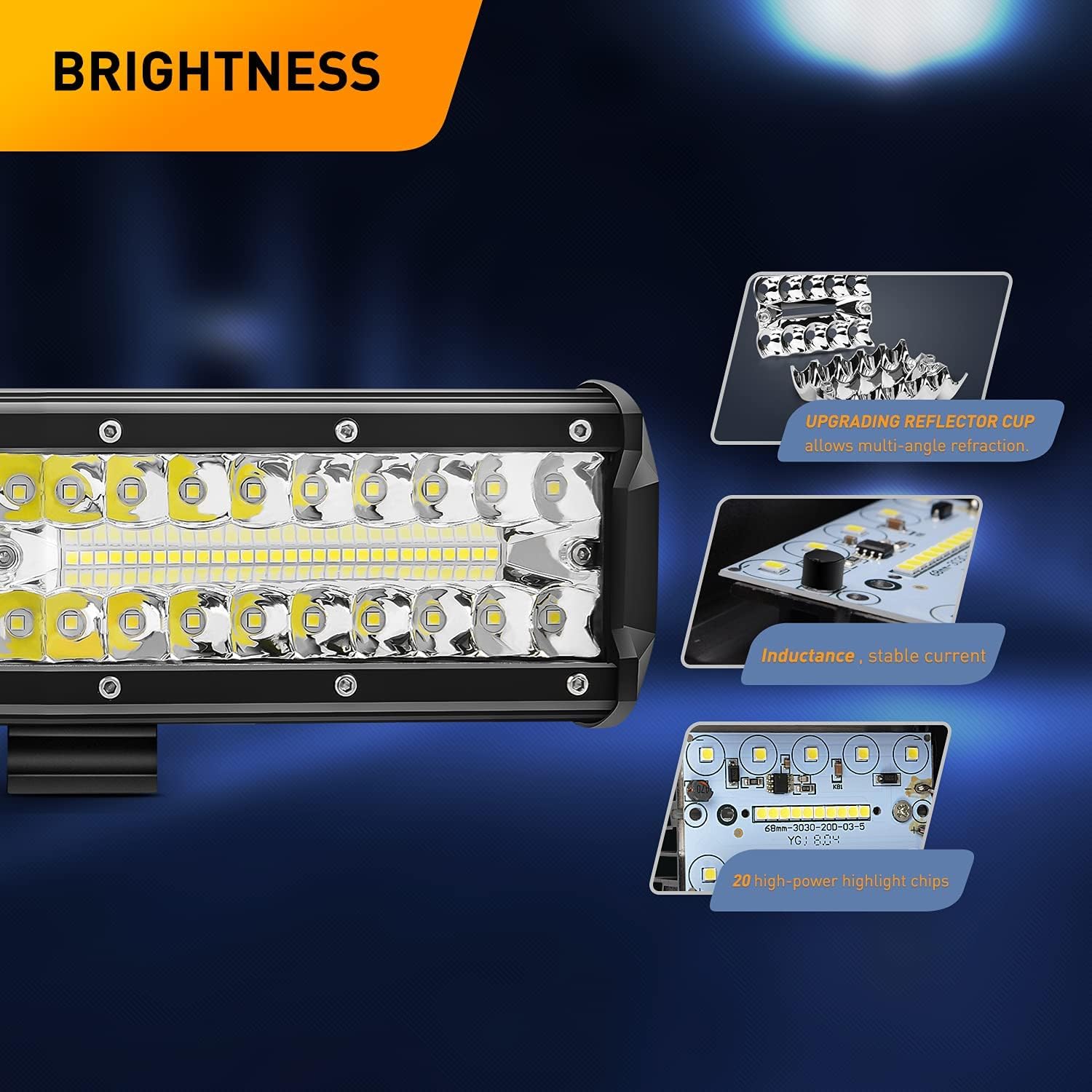 GOOACC 12Inch 300W Triple Row Led Light Bar Spot Flood Combo Driving Lighting Off Road Lights Working Lamp with 16AWG Wiring Harness for Truck Golf Cart SUV ATV UTV Boat
