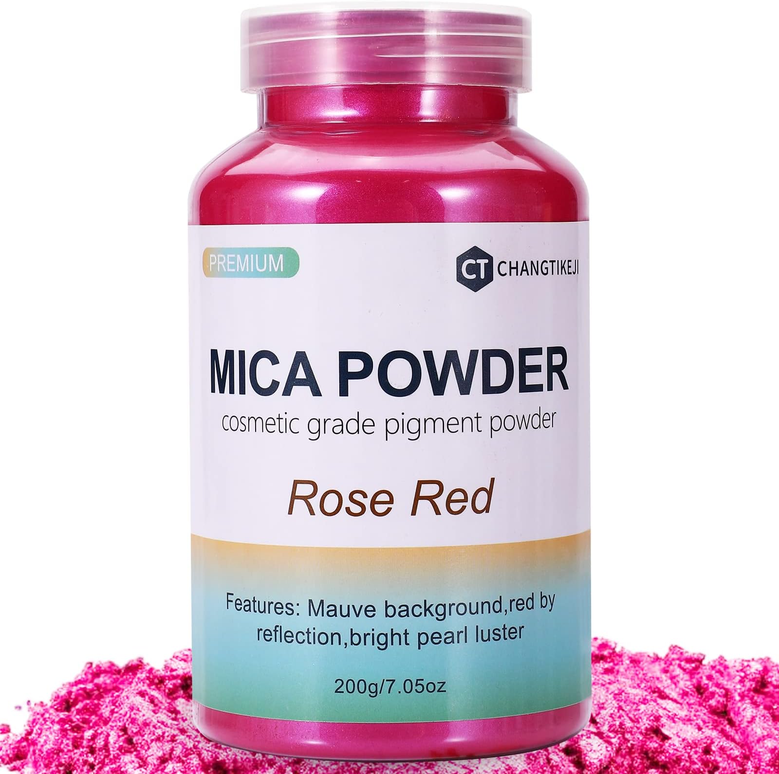 Mica Powder,7.05OZ（200g）,Rose Red Mica Powder Pigment for Epoxy Resin，Lip Gloss，Paint，Dye，Soap Making，Nail Polish,Candle Making,Bath Bombs(Rose Red)