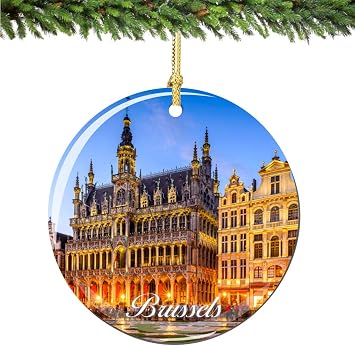 Brussels Christmas Ornament Porcelain Double Sided 2.75 Inches