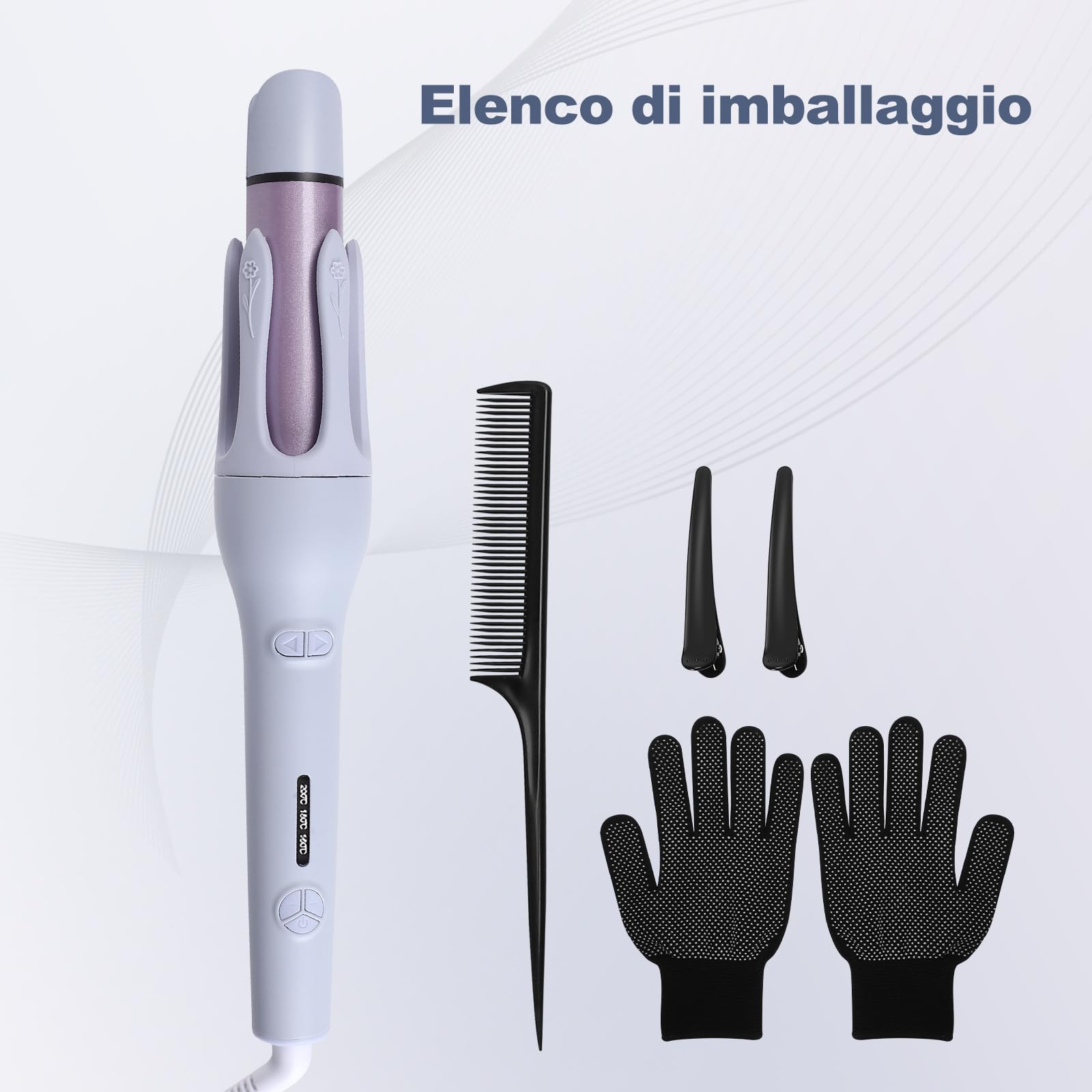 32mm Arricciacapelli Automatico, 2 in 1 Arricciacapelli + Piastra Capelli, Rivestimento in Ceramica, 3 Temp(160°C-200°C), Riscaldamento PTC e Acconciature Durature