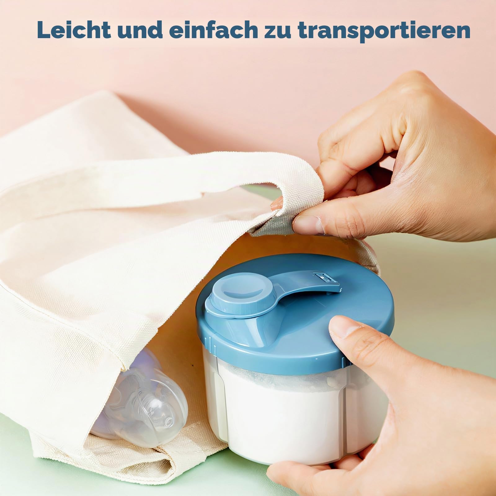 2 Stück Formel-Pulvertöpfe, leicht zu reinigen, tragbarer Formelspender, drehbar mit Abdeckung, Baby-Milchpulverspender, Töpfe, für Einkaufen, Reisen
