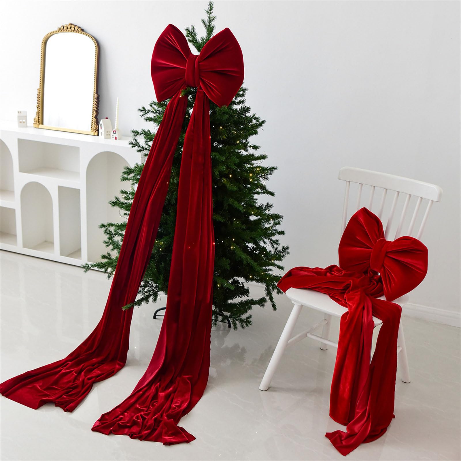 2. Nœuds géants festifs pour sapin de Noël - Décoration d'intérieur ou d'extérieur - Décoration de fête à la maison - Nœud géant