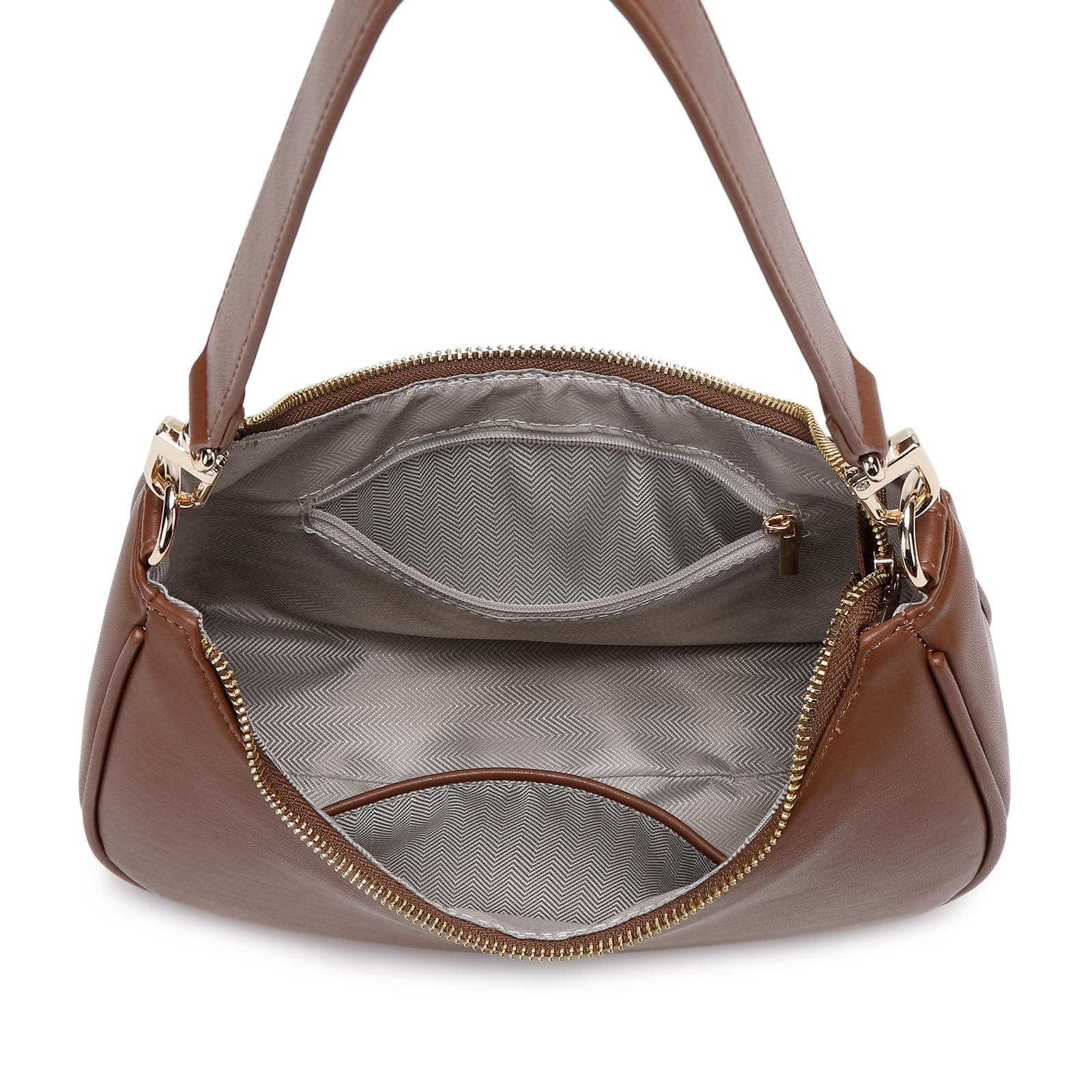 Women's Shoulder Bags Cute Hobo Purses Vintage Handbags with Zipper Lightweight Underarm for Dating Shopping Gift (Brown) view 5