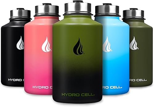 Miniatura 99 de HYDRO CELL Botella de agua aislada de acero inoxidable con pajilla, para bebidas frías y calientes, frasco de vacío de metal con tapa de rosca y