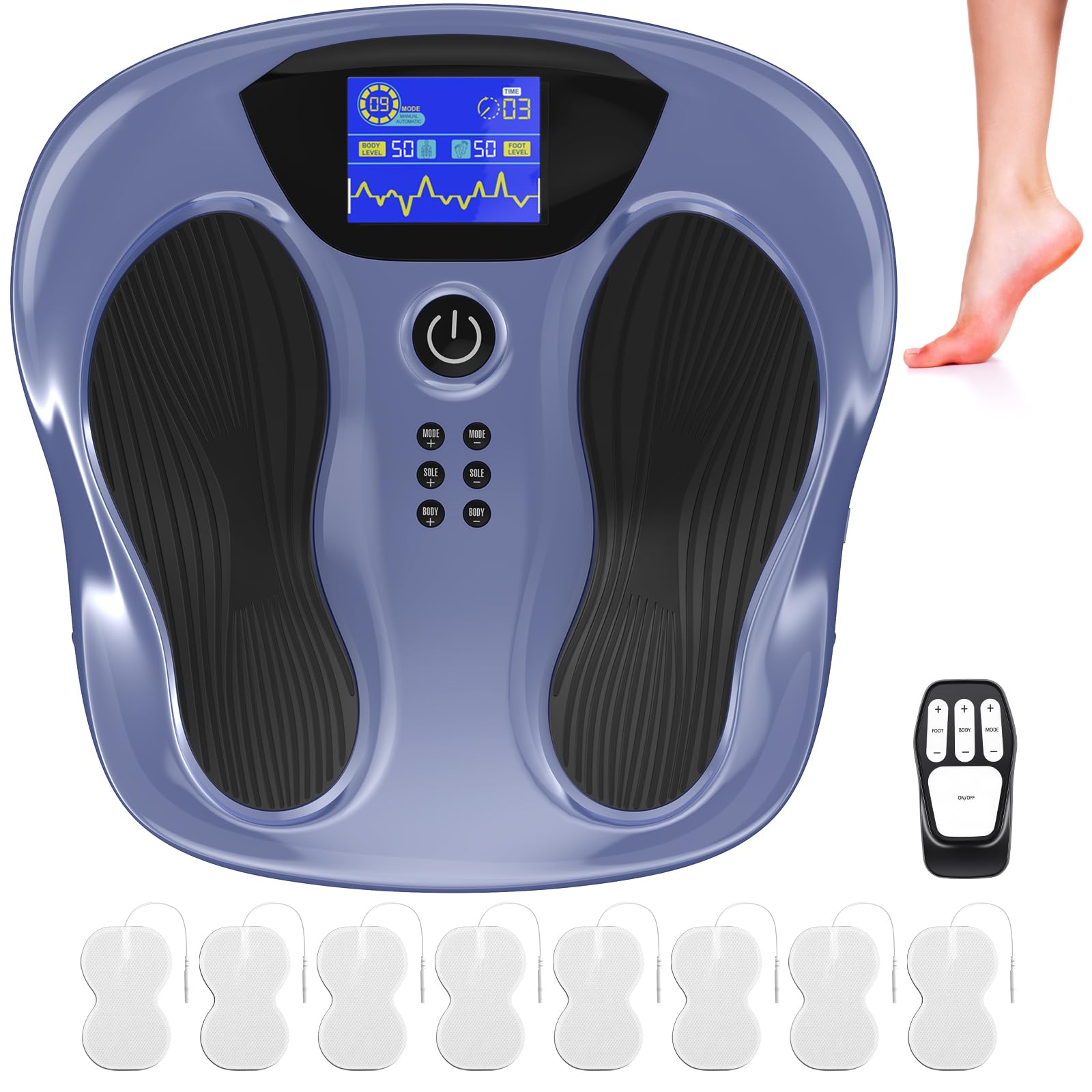 Amazon.com: Creliver EMS Foot Stimulator Pro, EMS Foot Massager for  Neuropathy with Ergonomic Sole, Neuropathy Pain Relief for Feet  Circulation, Leg & Feet Massager with 8 Gel Pads, Tens Unit Muscle  Stimulator :