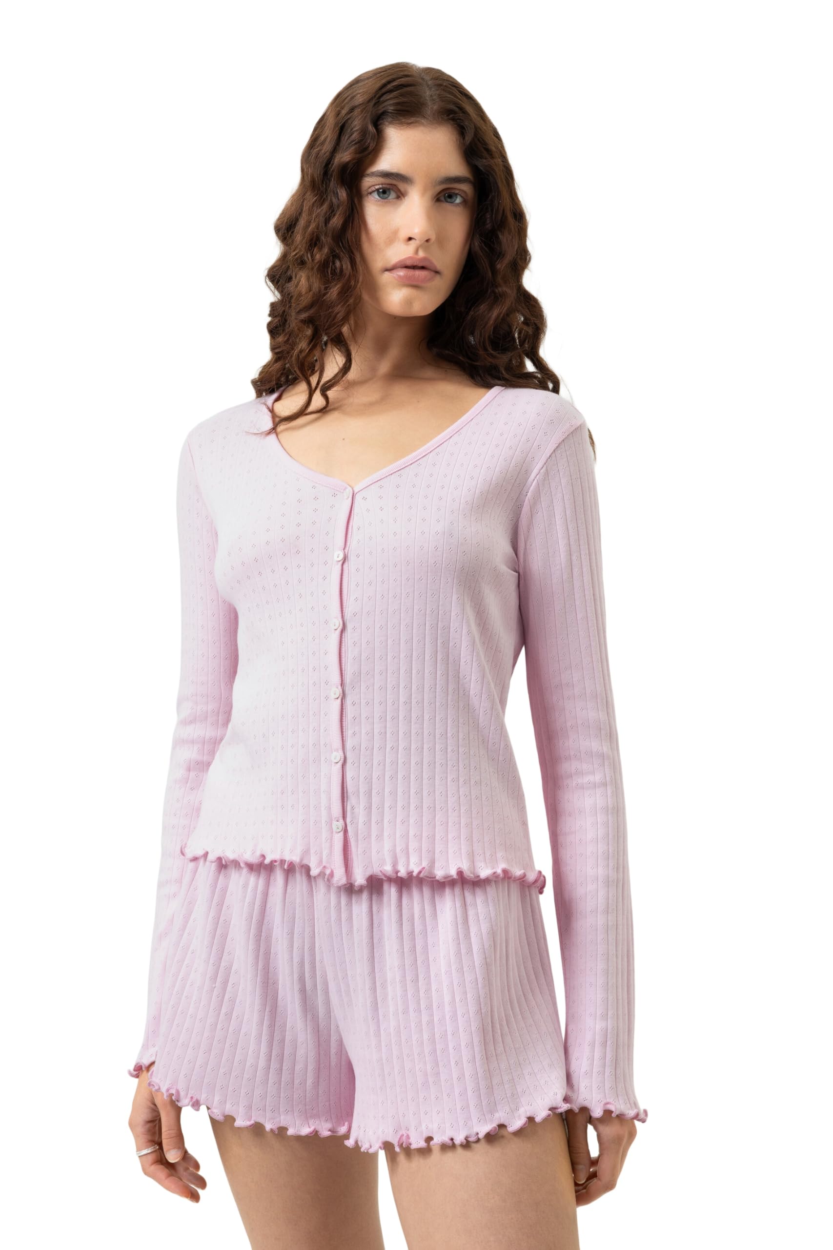 Mey Damen Jacke: Femininer Cardigan, Enganliegende Passform, Schmale Knopfleiste, Feine Pointelle-Rippstruktur, Weich, atmungsaktiv und hautfreundlich, Serie Pointelle Dreams