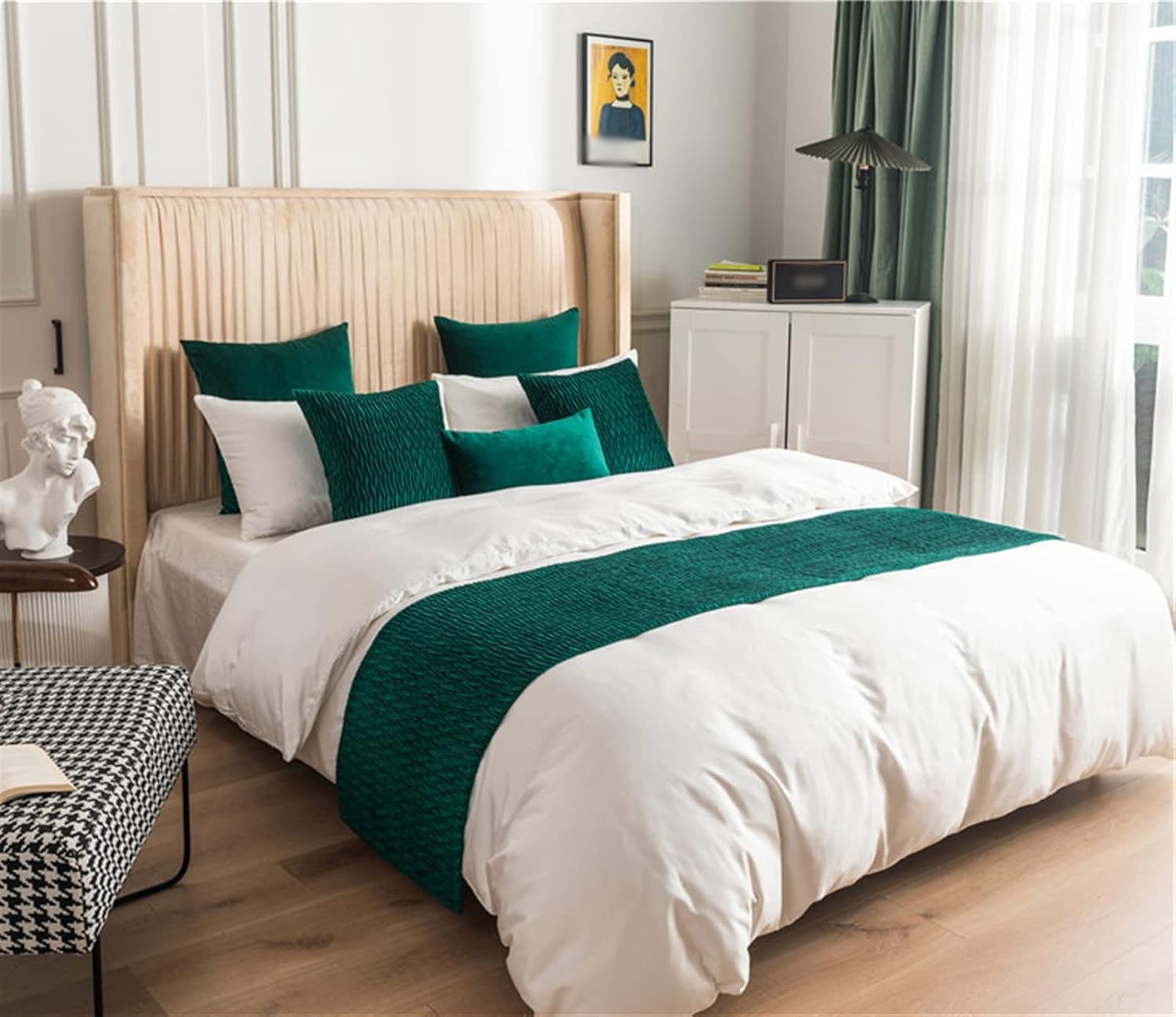 Bed Runner Quilted Fleece Bed Throws for Foot of Bed Bedding Scarf Protection for Bedroom Hotel King Orange Yellow