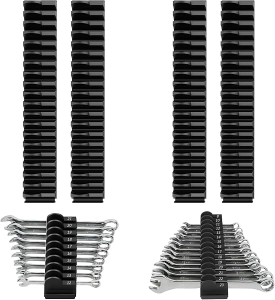 DEHOYI 80 pcs MAGNETIC Modular Wrench Organizers for Tool Drawers - Wrench Rack with Metric & SAE Labels, Perfect Tool S