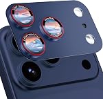 HelloDeere 9H High-alumina Tempered Glass Camera Lens Protector for iPhone 17 Pro Lens, Military-Grade Shatterproof with Strong Adsorption, Full Coverage Case-Friendly Cover (Blue, iPhone 17 Pro)