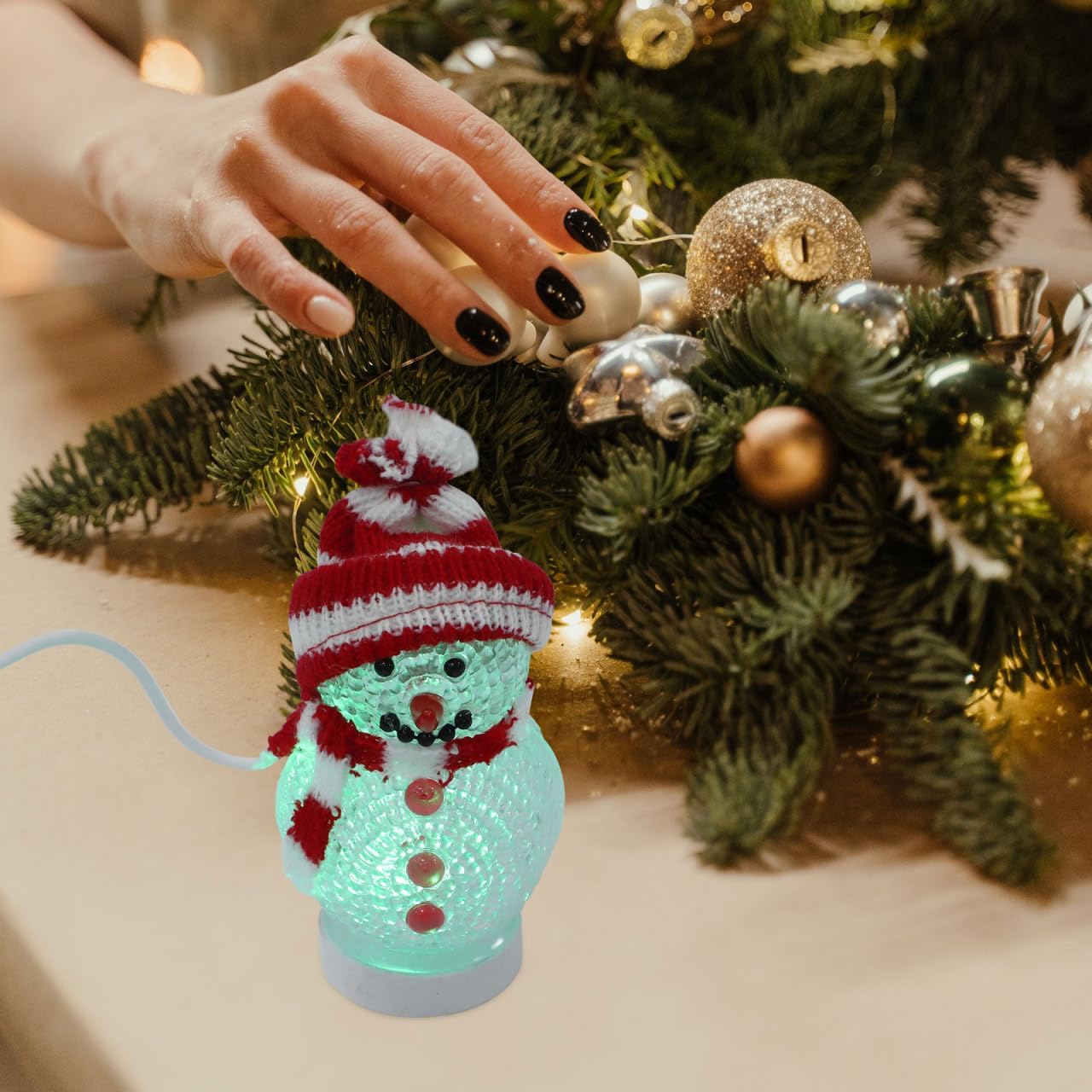 Operitacx Christmas Snowman Night Light - USB Powered Multicolor Led Desk Lamp, 7 Changing Colors, Perfect for Holiday Decor, Kids Room, Bedroom, Nursery, Christmas Tree Decoration