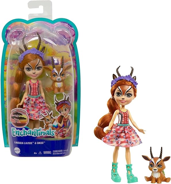 Enchantimals Gabriela Gazelle Doll (6-in/15.2-cm) & Racer Animal Friend Figure from Sunny Savanna Collection, Small Doll with Removable Skirt and Accessories, Great Gift for 3 to 8 Year Old Kids
