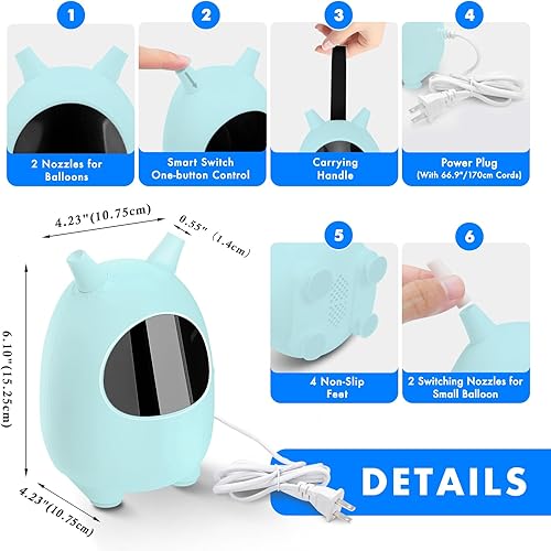 Miniatura 4 de Bomba eléctrica de globos, inflador de globos SPLAKS bomba de aire, soplador de globos portátil para arco de guirnalda, decoración de fiestas