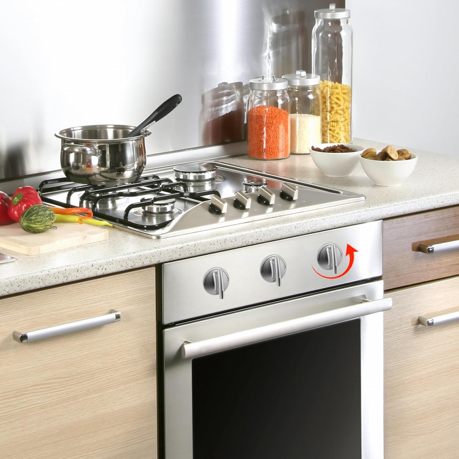 5 Pack 7733P410-60 Surface Burner Knobs Replacements Compatible with Whirlpool May-tag/Jenn-Air/Kitchen-Aid Gas Cooktop Stove, Replace Part 74007733, AP5668987, PS2375871, AP6011505