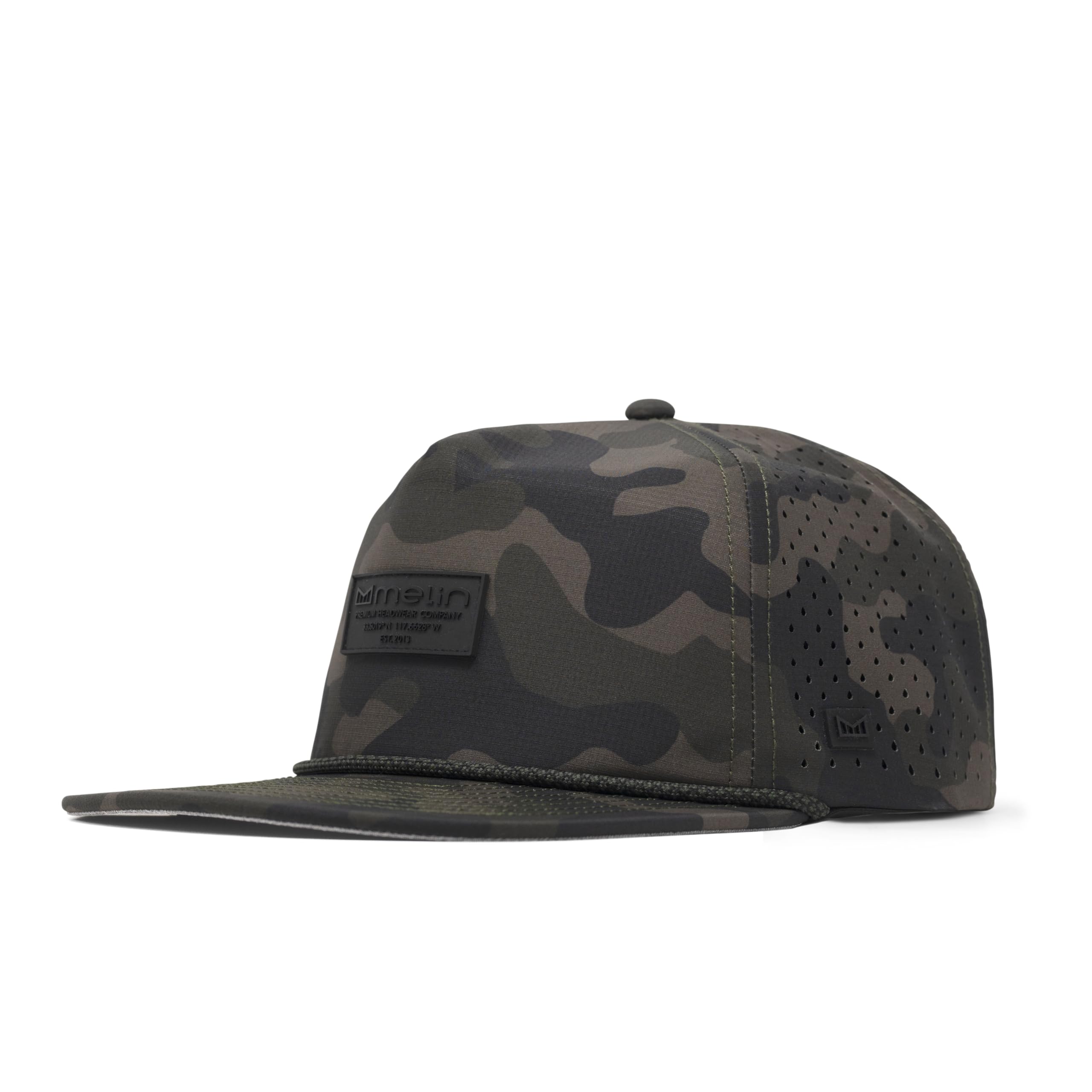 melin Coronado Brick Hydro, Olive Camo, Men's Rope Hat, Water-Resistant Fitted Baseball Caps for Men & Women, Golf, Running, or Workout Hat, Medium-Large