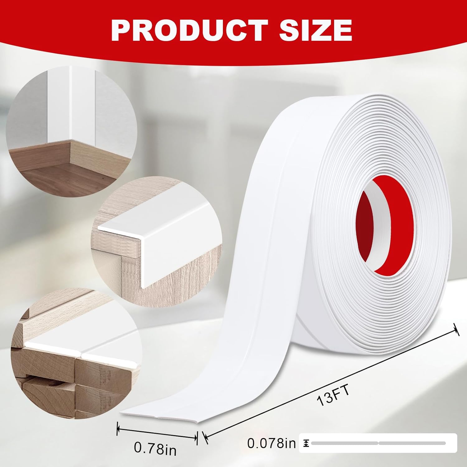 DGSL Wall Corner Protector, 0.78 in x 13 Ft Flexible Peel and Stick Molding Trim for Tile and Wall Edges, Furniture Protection and Decoration, White - Image 2