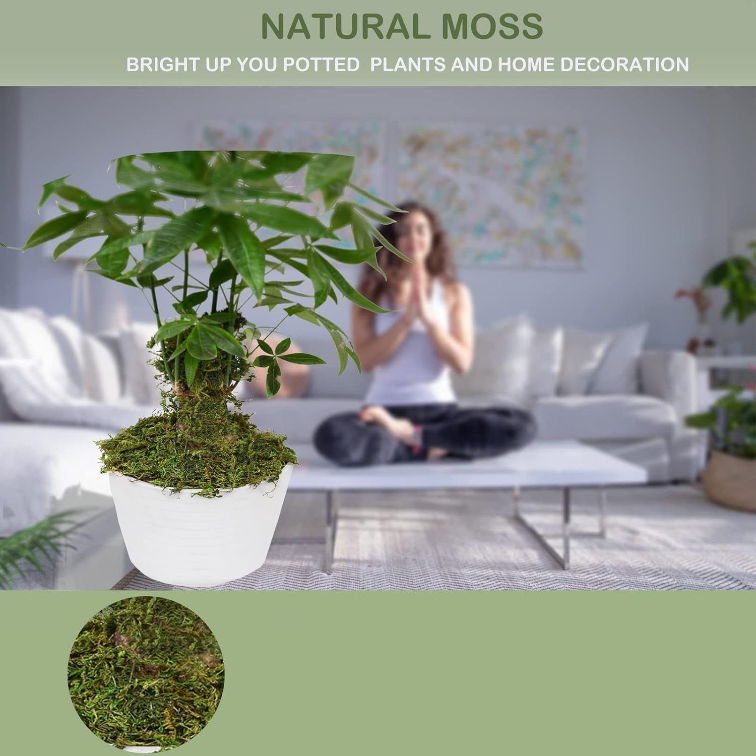 35 OZ Moss for Potted Plants Fake Moss for Fake Plants,Artificial Moss for Crafts,Faux Moss for Fake Plants Decroative Moss Artificial Green Moss