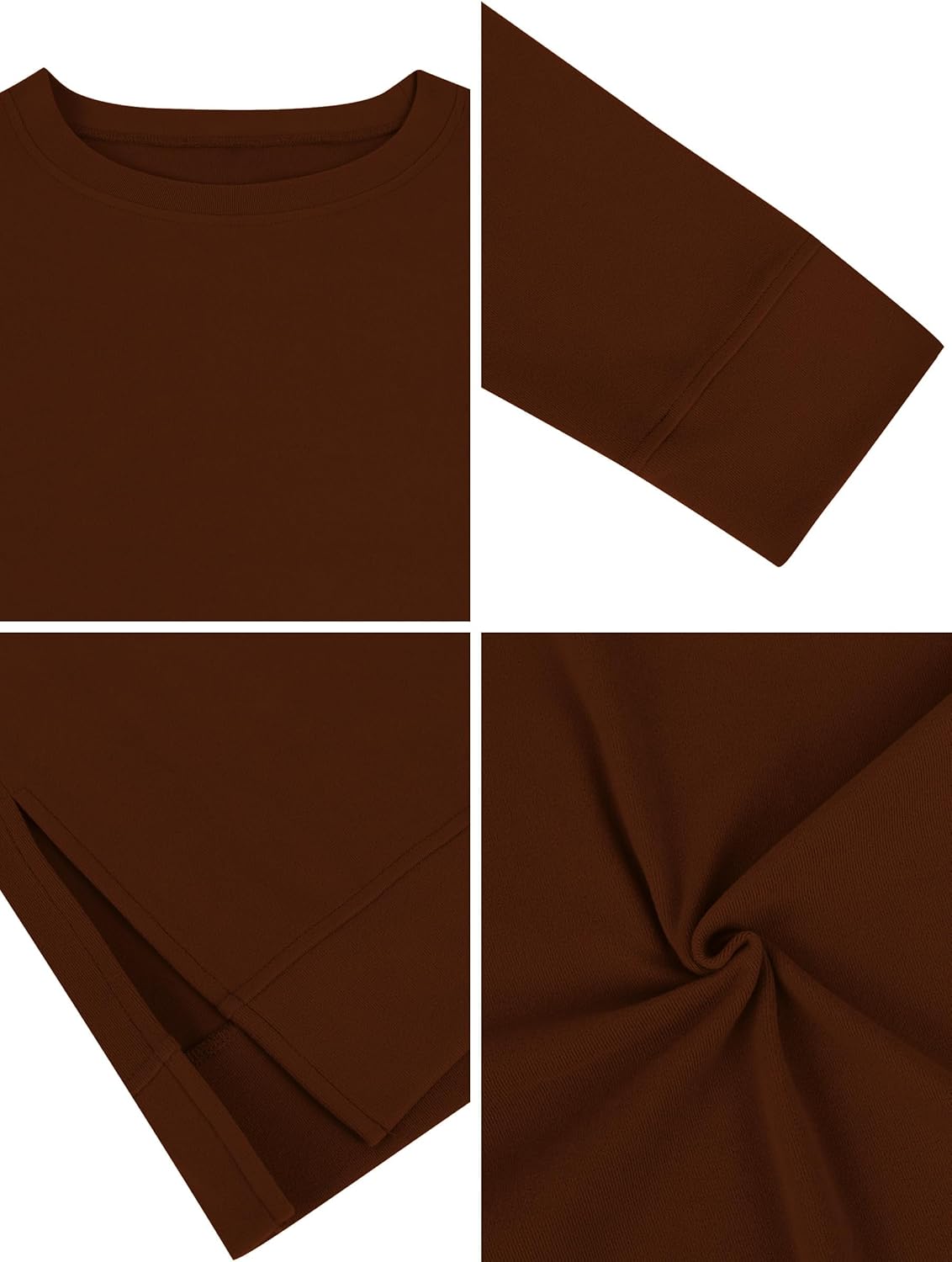 Laughido Women's Long Sleeve Crew Neck Slit Oversized Sweatshirts Pullover Loose Casual Tunic Tops 2025 Fall Clothes - Image 6