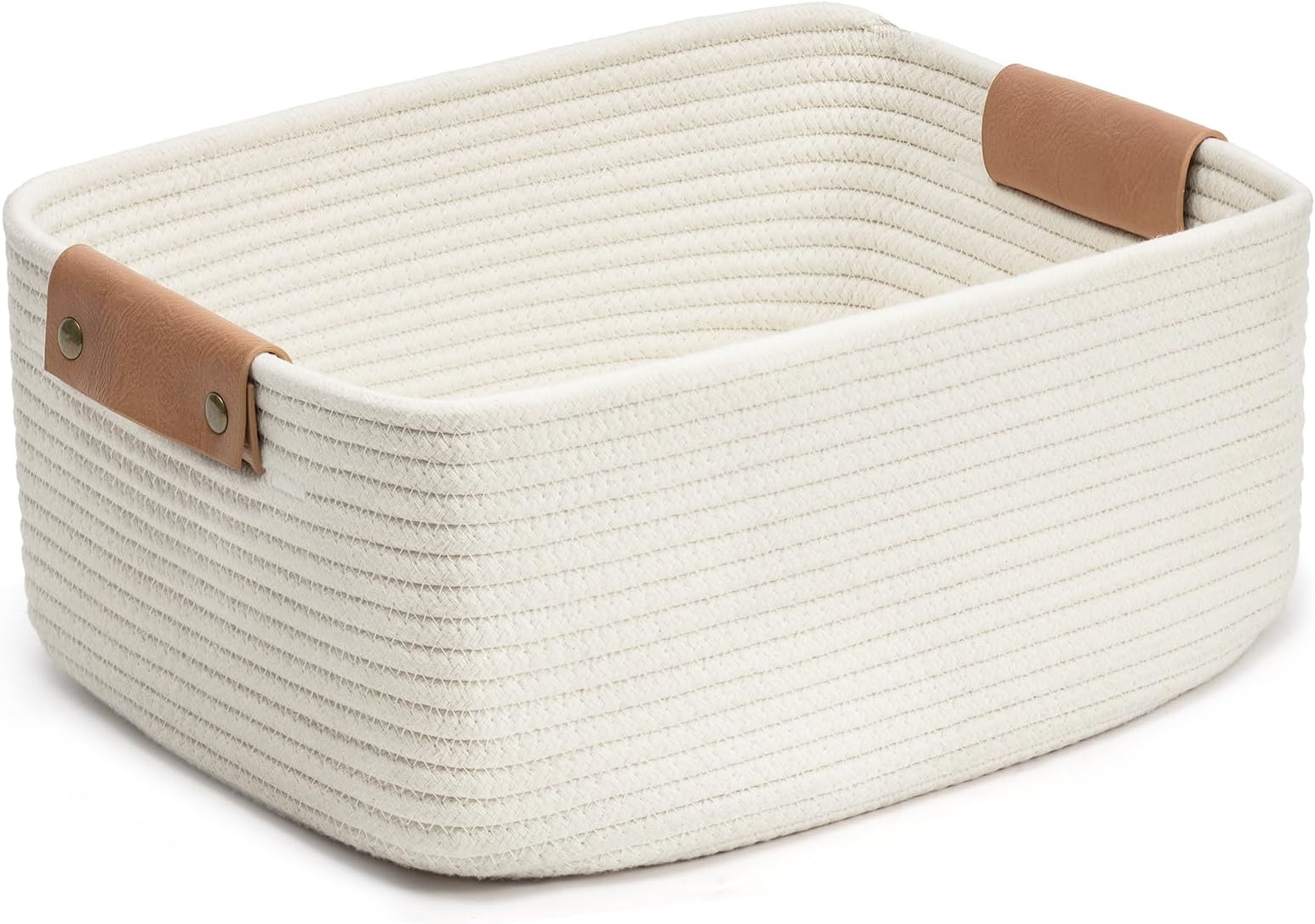 CHICVITA White Woven Basket Baby Gift Basket for Toys, Towels, Books, Rope Storage Basket for Living Room, Bathroom, Decorative Basket for Nursery