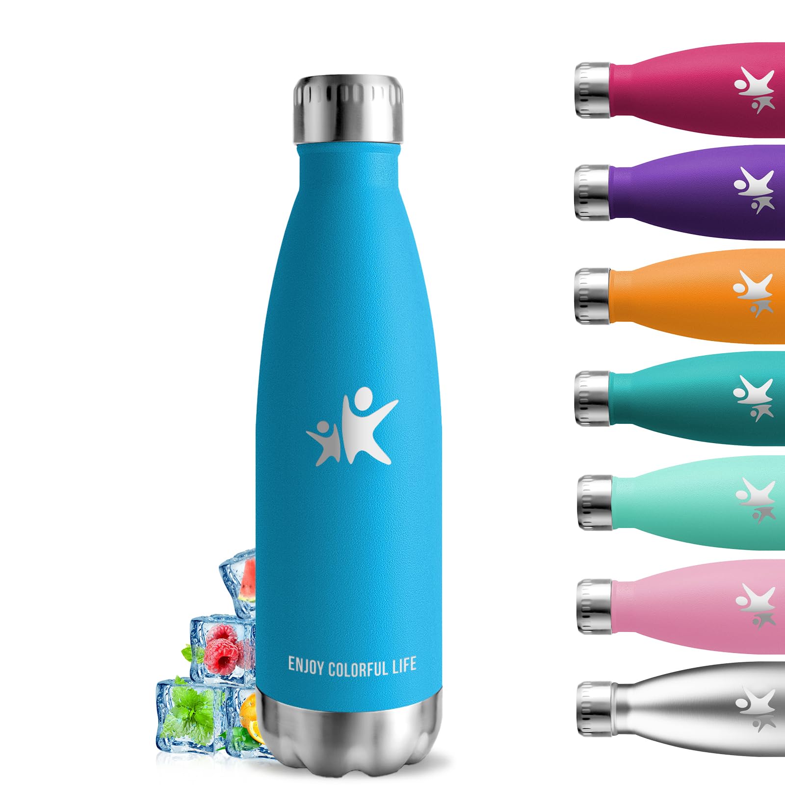 Stainless Steel Drinking Bottle, 0.5 litres, BPA-Free, Thermos Flask, Double-Walled, Leak-Proof, Can Be Carried, Metal Water Bottle for School, Offices, Travel