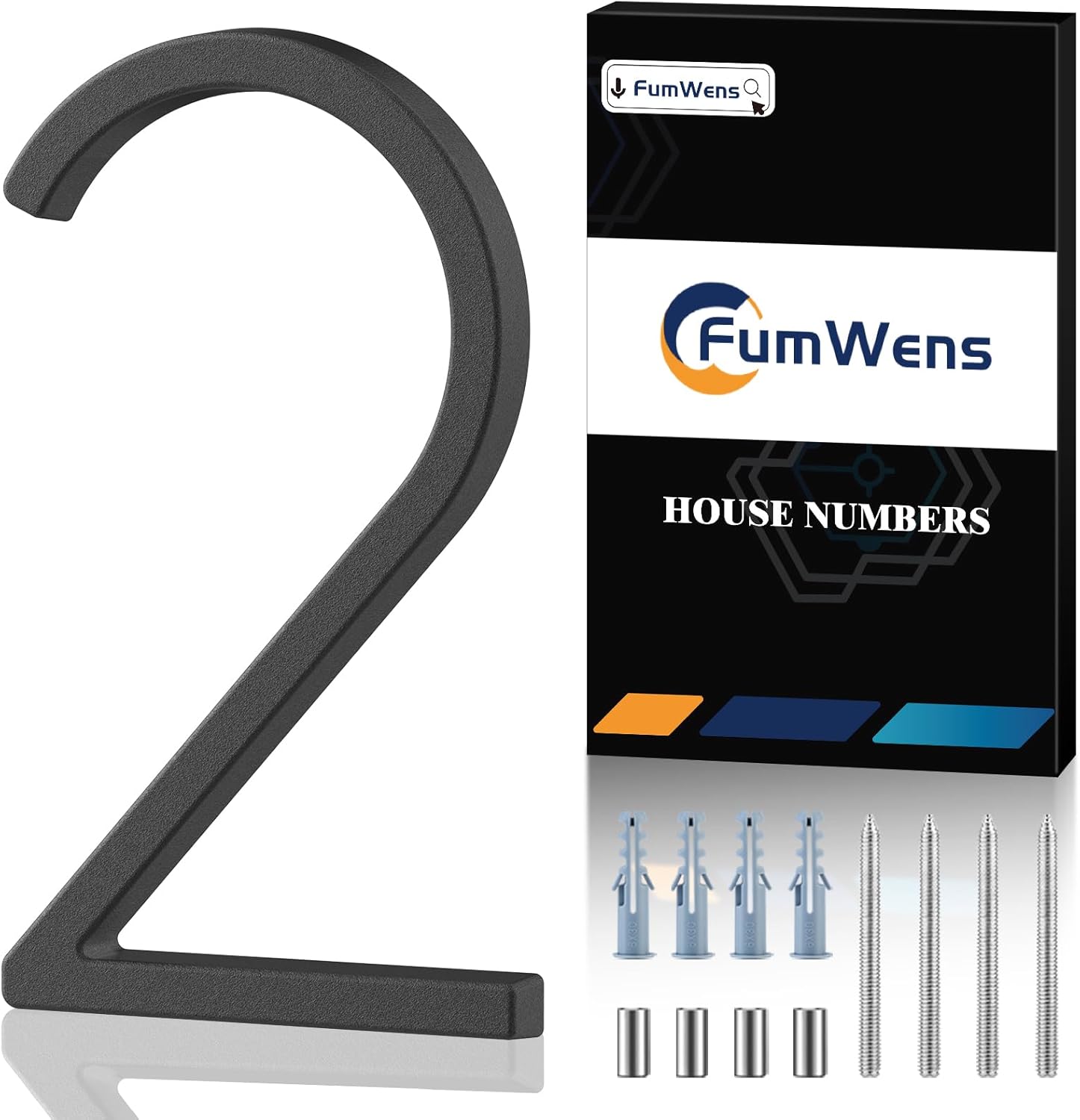 8 Inch Floating House Numbers for Outside, Modern Black Metal Address Numbers for House, Rustproof Clear Visibility Mailbox Number with Easy Installation Kit for Yard, Front Door, Garden Street (1)