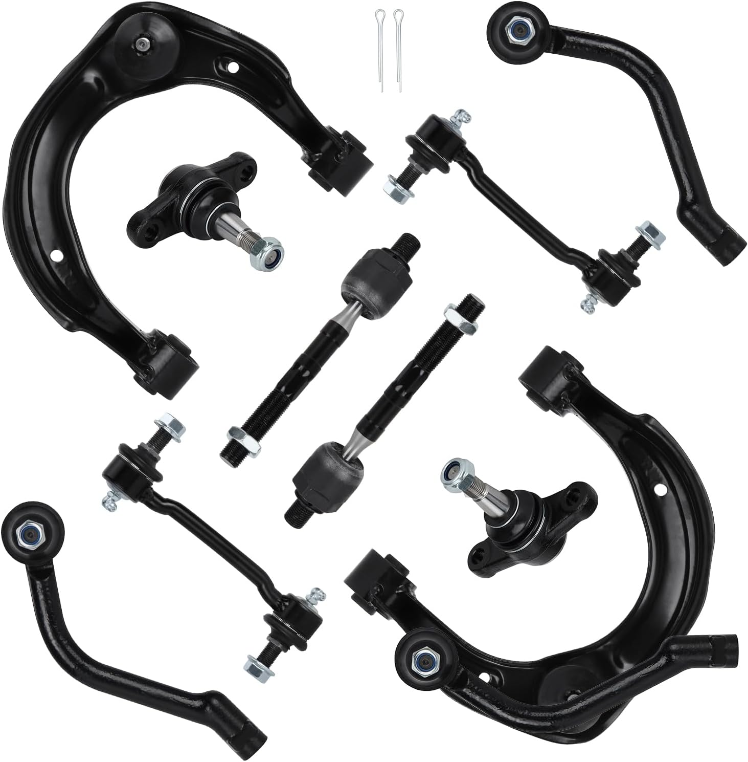10Pcs Front Upper Control Arms with Ball Joints for Hyundai Azera 2006-2011, Sonata 2006-2010 Stabilizer Links Tie Rod End Suspension Kit K621229 K621230 ES800334 ES800335 K500035 K80949 EV800345